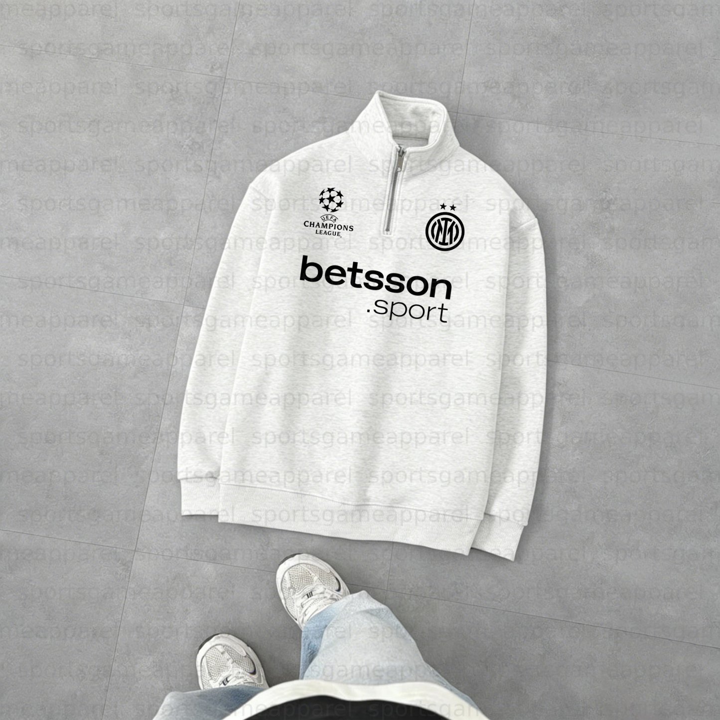 Unisex "UEFA " Graphic Streetwear Vintage Plush Zip-up Sweatshirt