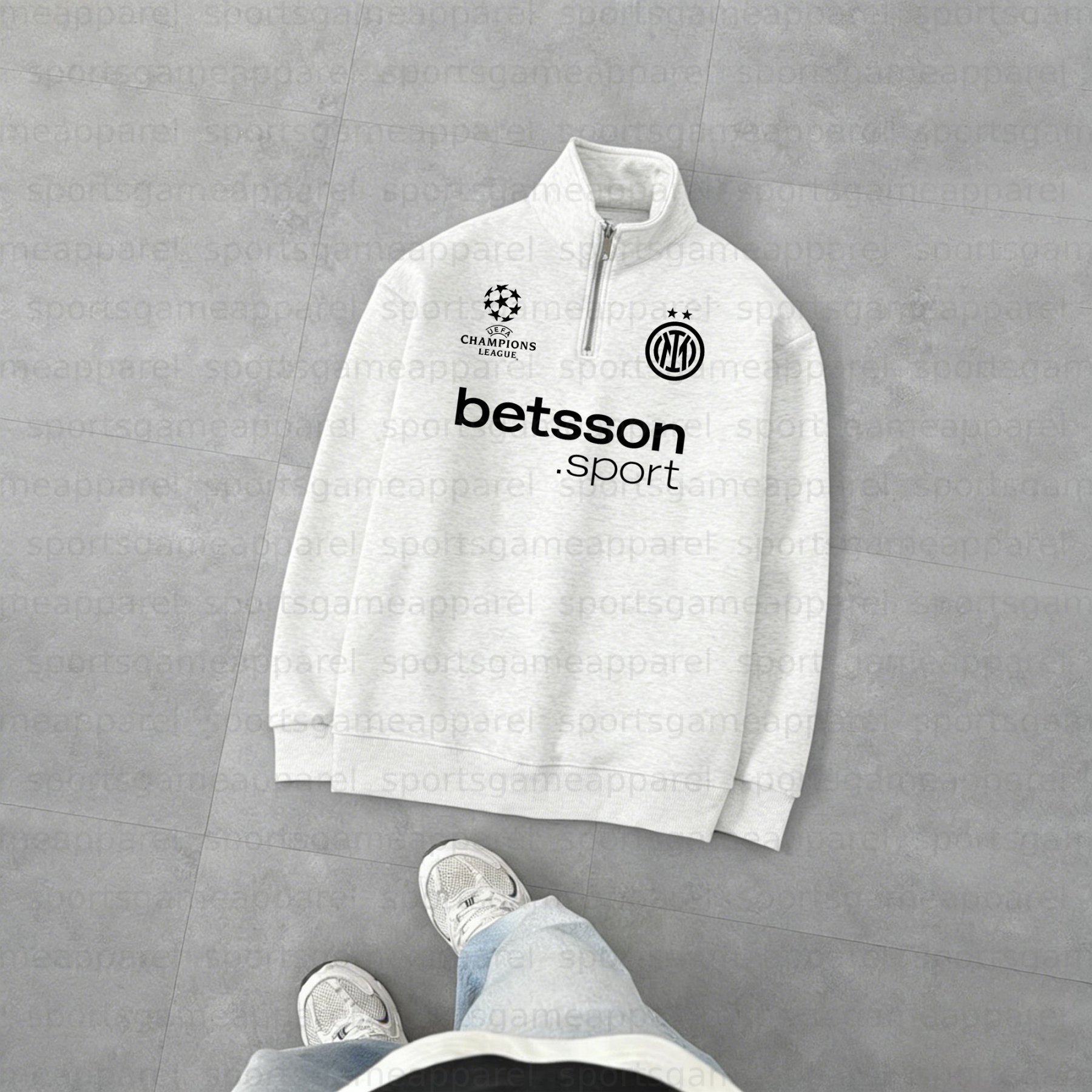 Unisex "UEFA " Graphic Streetwear Vintage Plush Zip-up Sweatshirt