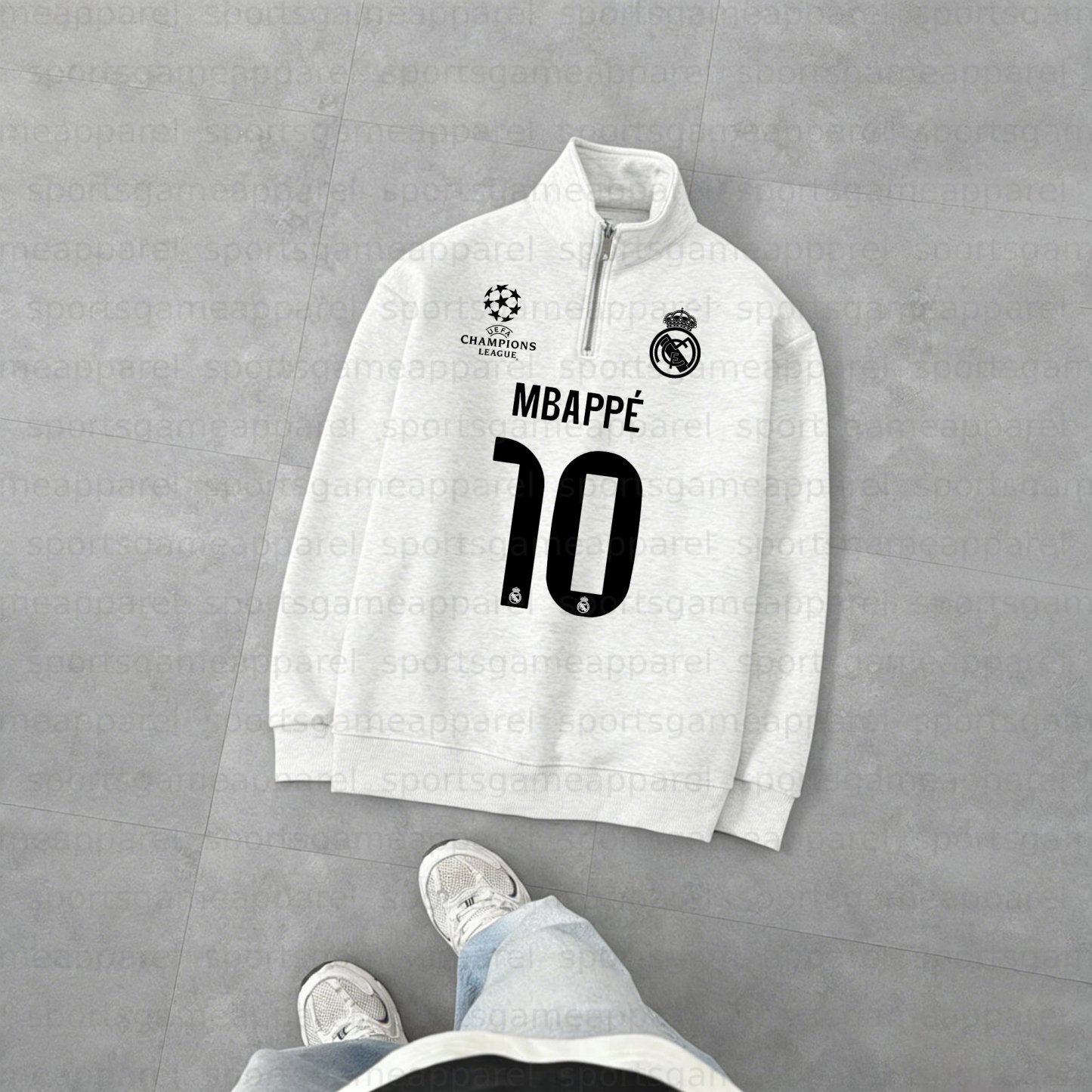 Unisex "UEFA " Graphic Streetwear Vintage Plush Zip-up Sweatshirt