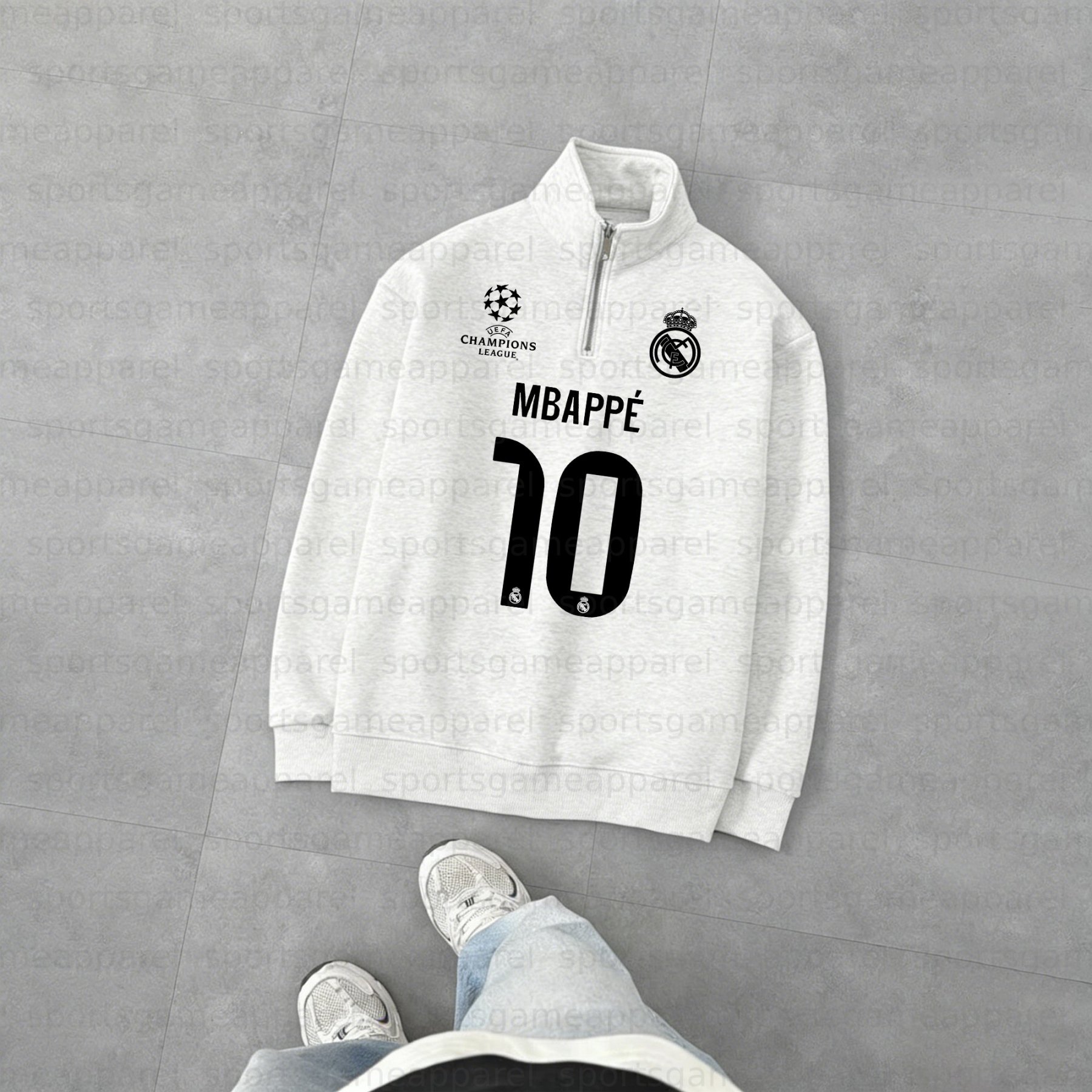 Unisex "UEFA " Graphic Streetwear Vintage Plush Zip-up Sweatshirt