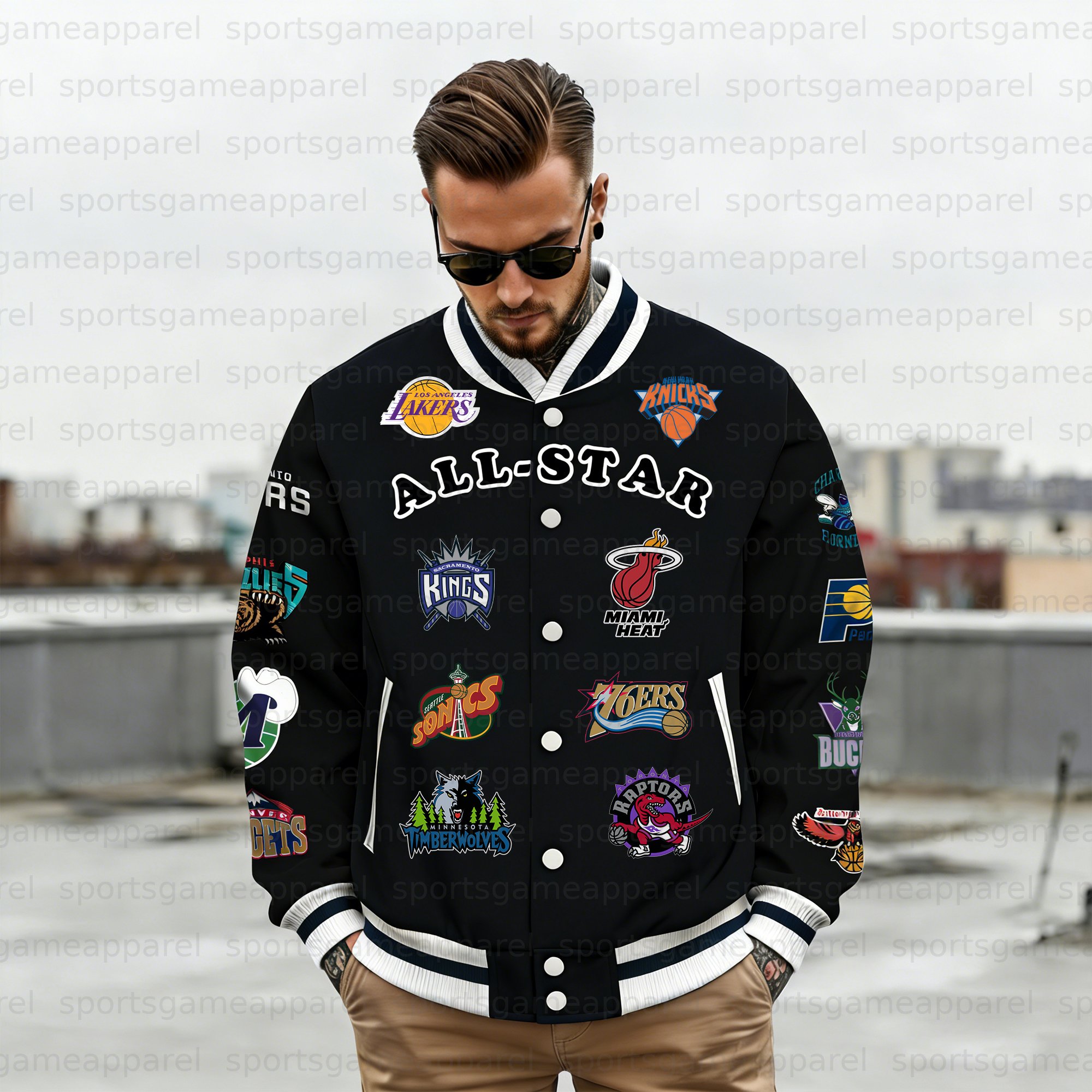 Unisex "NBA" Graphic Streetwear Vintage Jacket