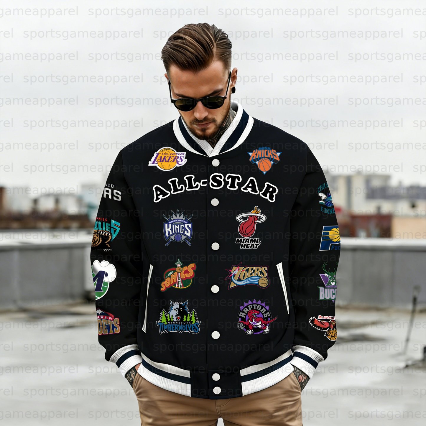 Unisex "NBA" Graphic Streetwear Vintage Jacket