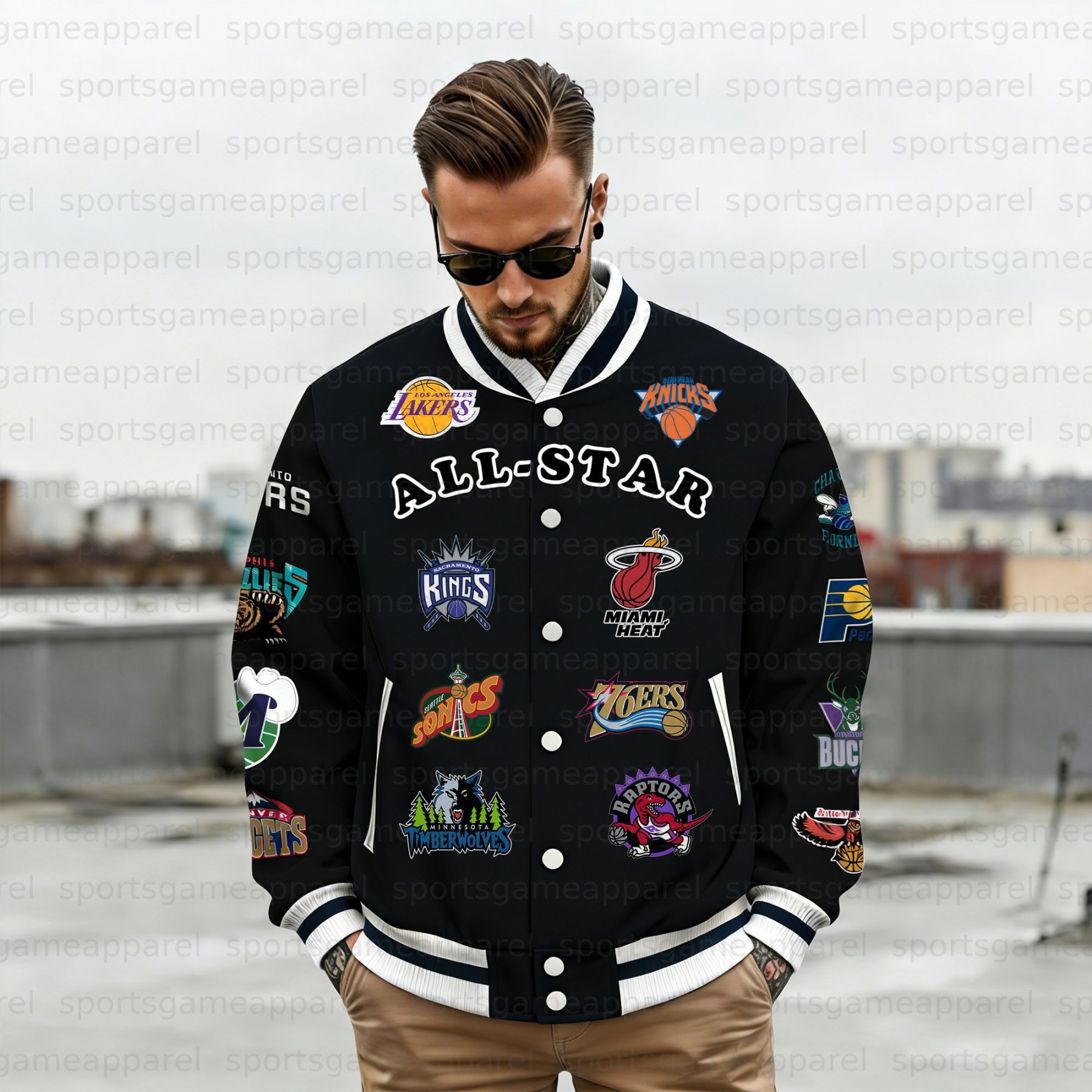 Unisex "NBA" Graphic Streetwear Vintage Jacket