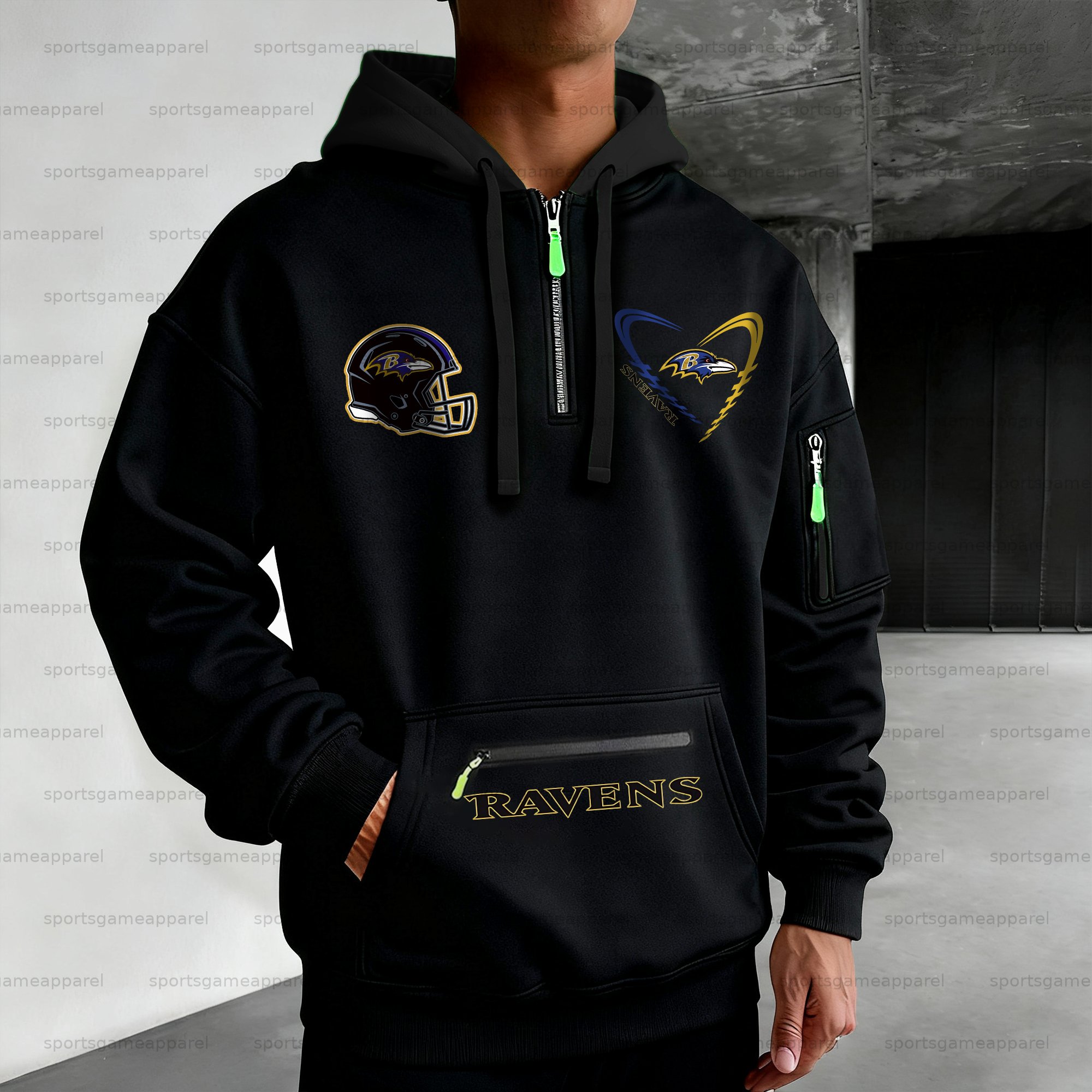 Unisex "Baltimore Ravens" Graphic Streetwear Vintage Plush Hoodie