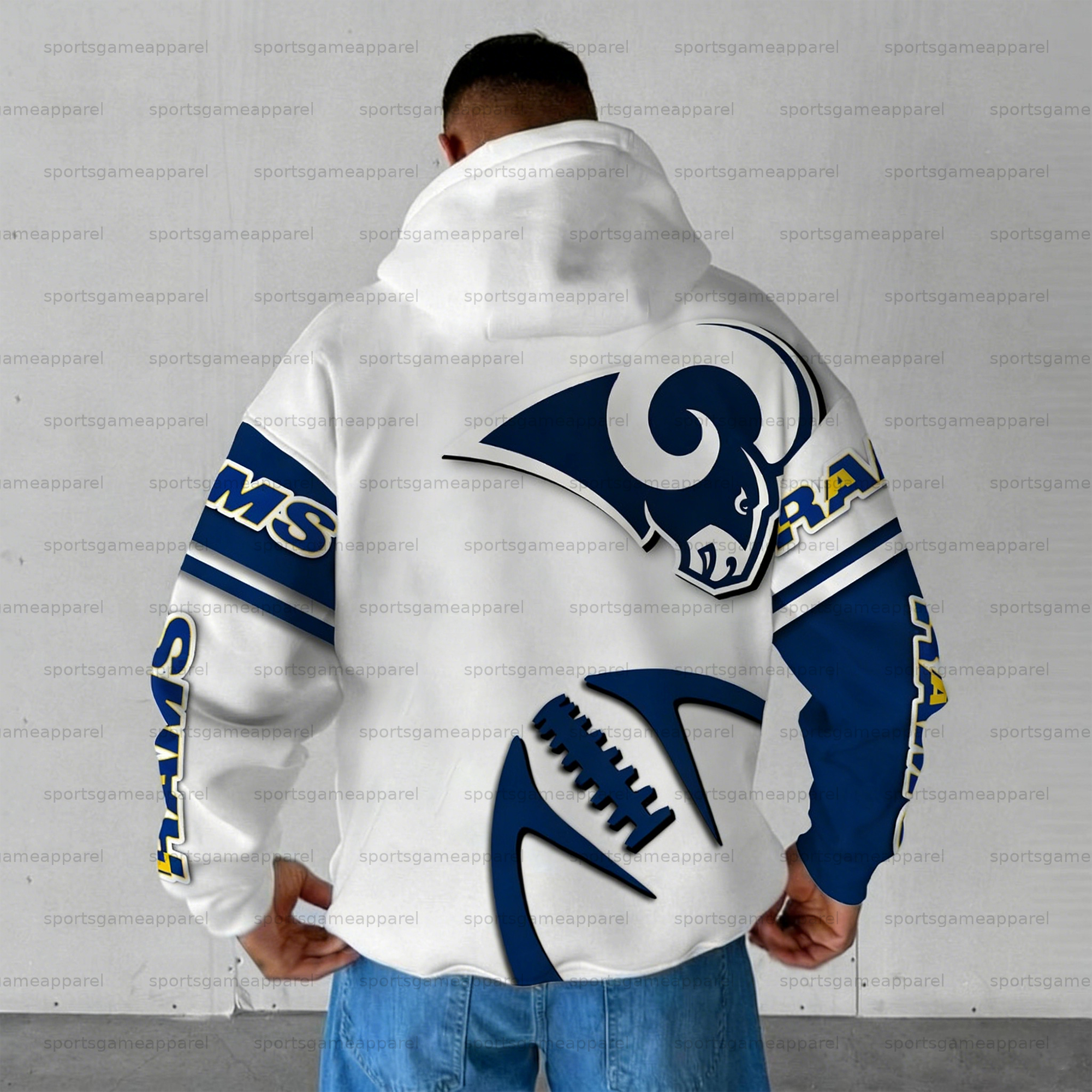 Unisex "los angeles rams" Graphic Streetwear Vintage Plush Hoodie