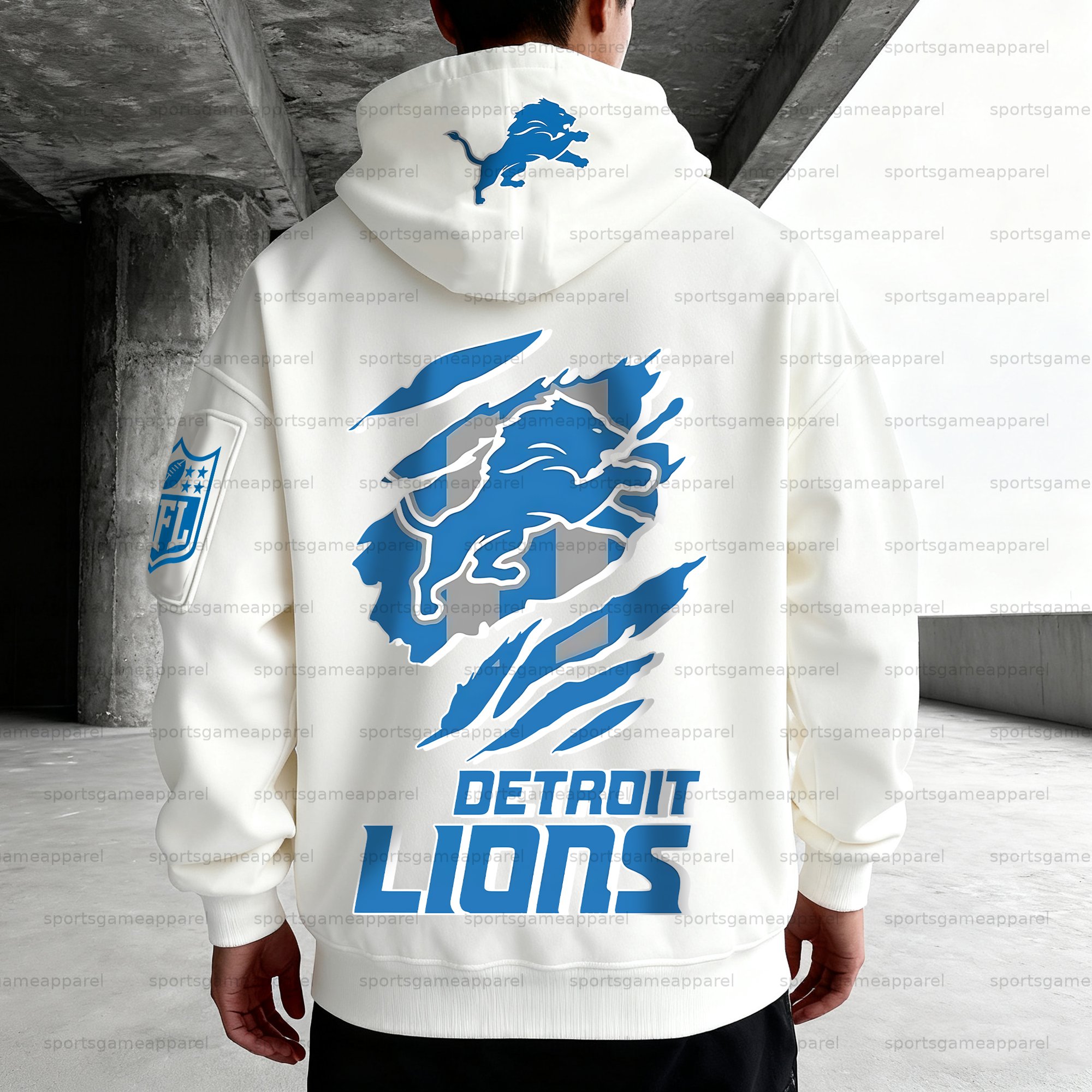 Unisex "Detroit Lions" Graphic Streetwear Vintage Plush Hoodie