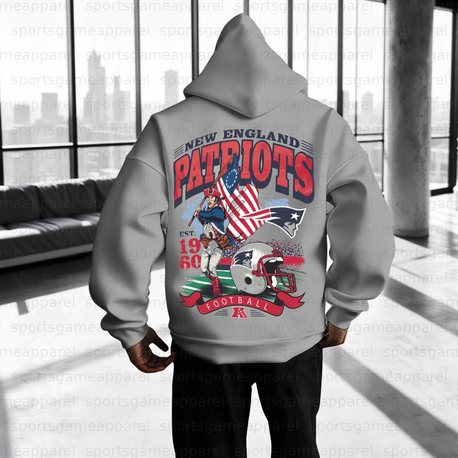 Unisex "New England Patriots" Graphic Streetwear Vintage Hoodie