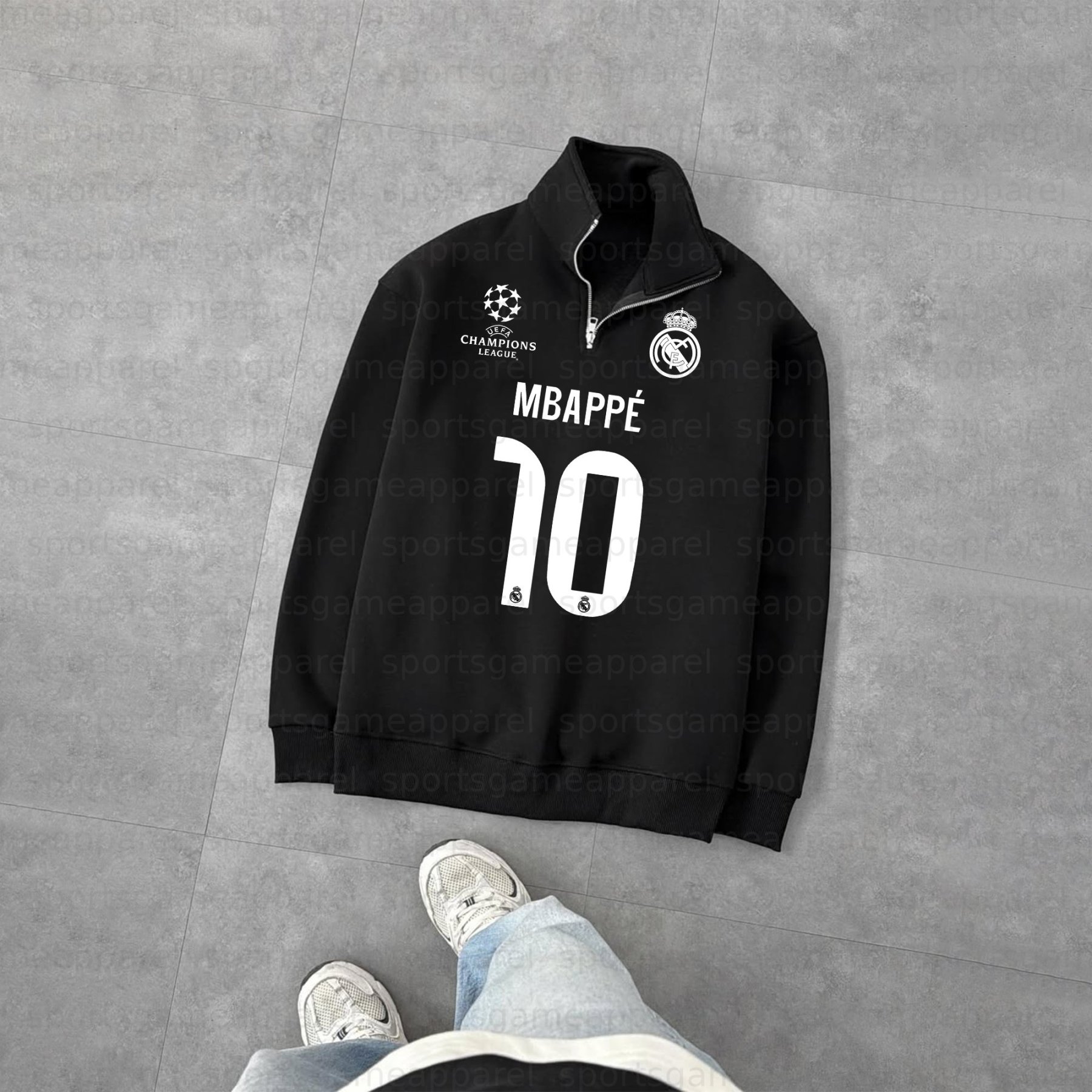 Unisex "UEFA " Graphic Streetwear Vintage Plush Zip-up Sweatshirt