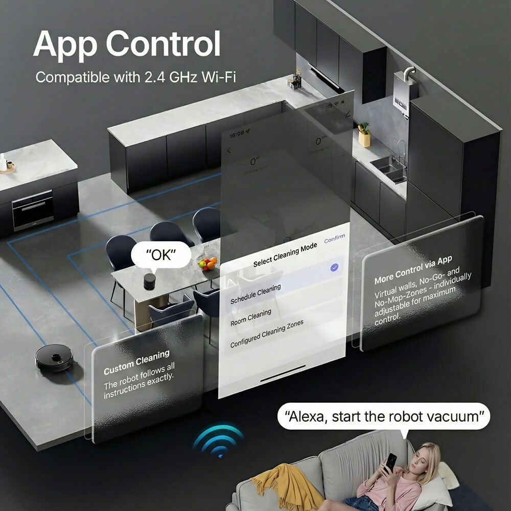 Robot Vacuum V8 Pro – Fully Automatic Cleaning with Mopping Function, Intelligent Navigation & App Control Engineered for Effortless Cleaning