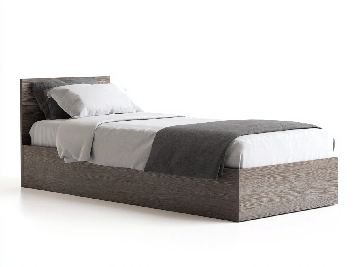Letto singolo in legno 200x90x45 cm - gris brun - per camera da letto - design moderno-Shelterno
