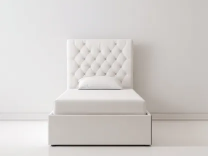 Letto singolo imbottito con testiera trapuntata 200x100x110 cm - bianco - per camera da letto - design moderno-Shelterno