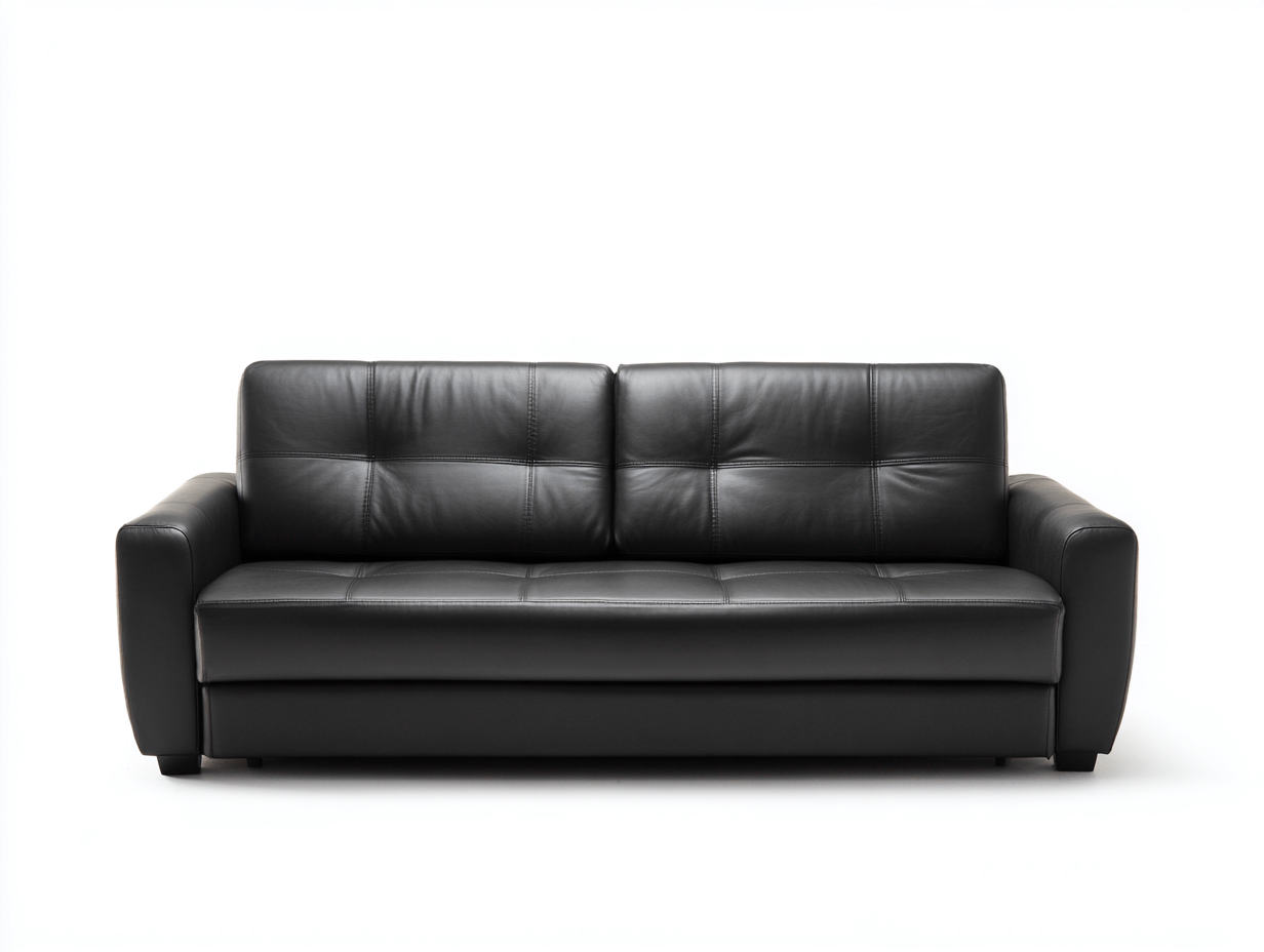 Divano 2 posti in pelle nera 170x90x88 cm - nero - per soggiorno - design moderno-Shelterno