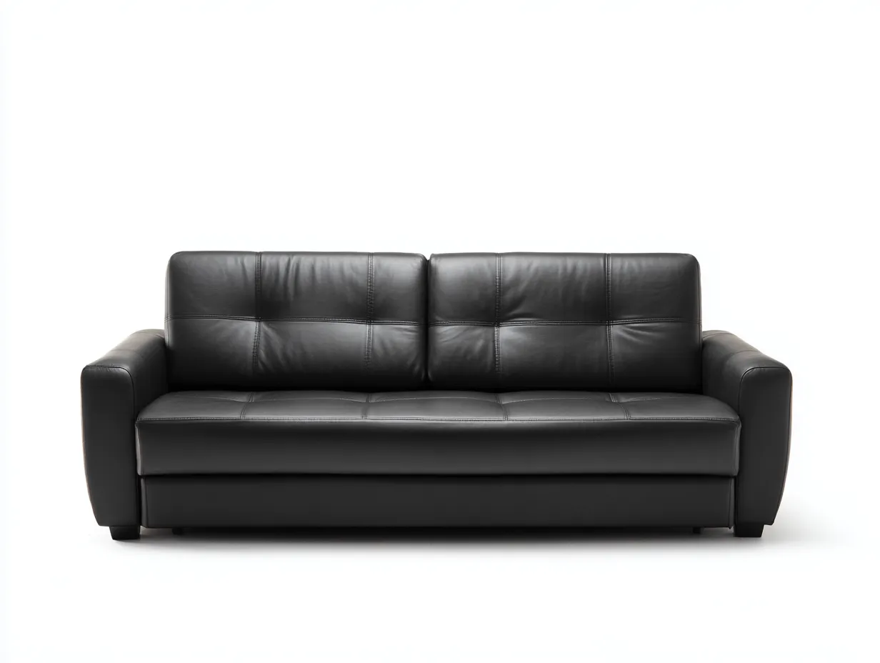 Divano 2 posti in pelle nera 170x90x88 cm - nero - per soggiorno - design moderno-Shelterno