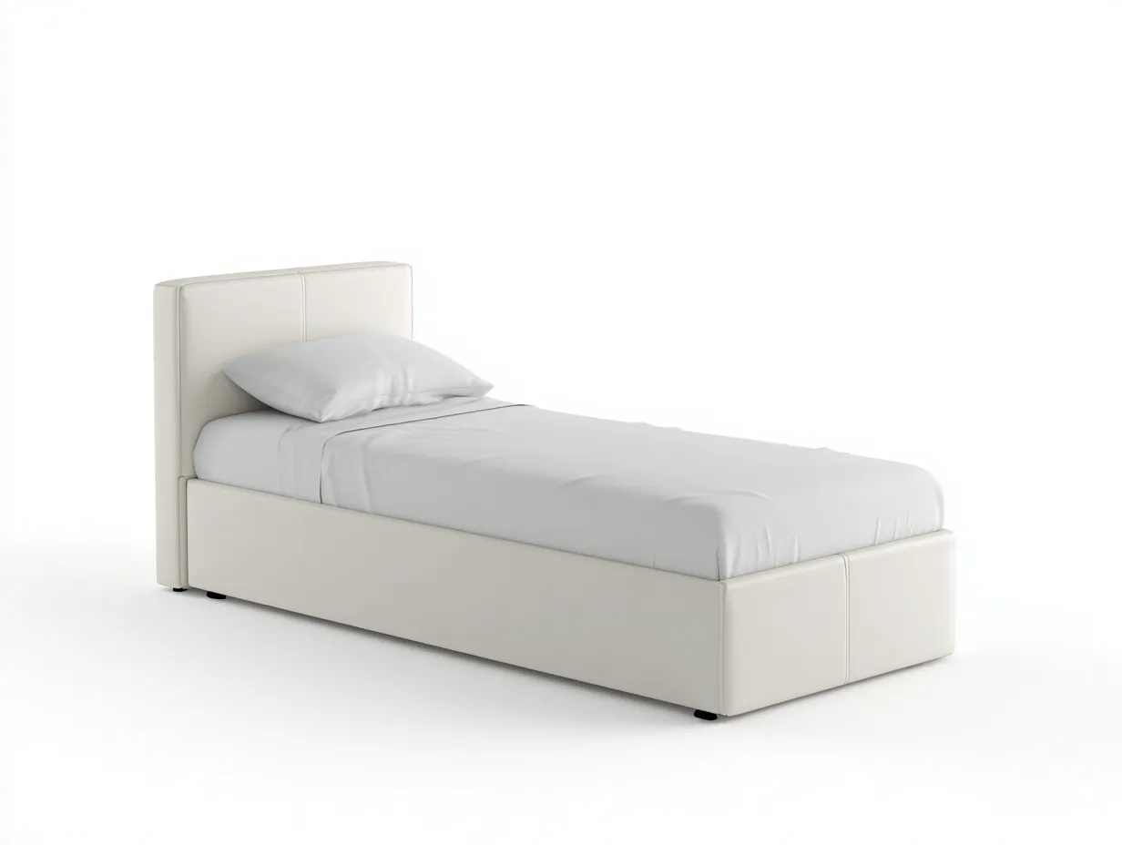 Letto singolo imbottito in similpelle 200x100x85 cm - bianco - per camera da letto - design moderno-Shelterno
