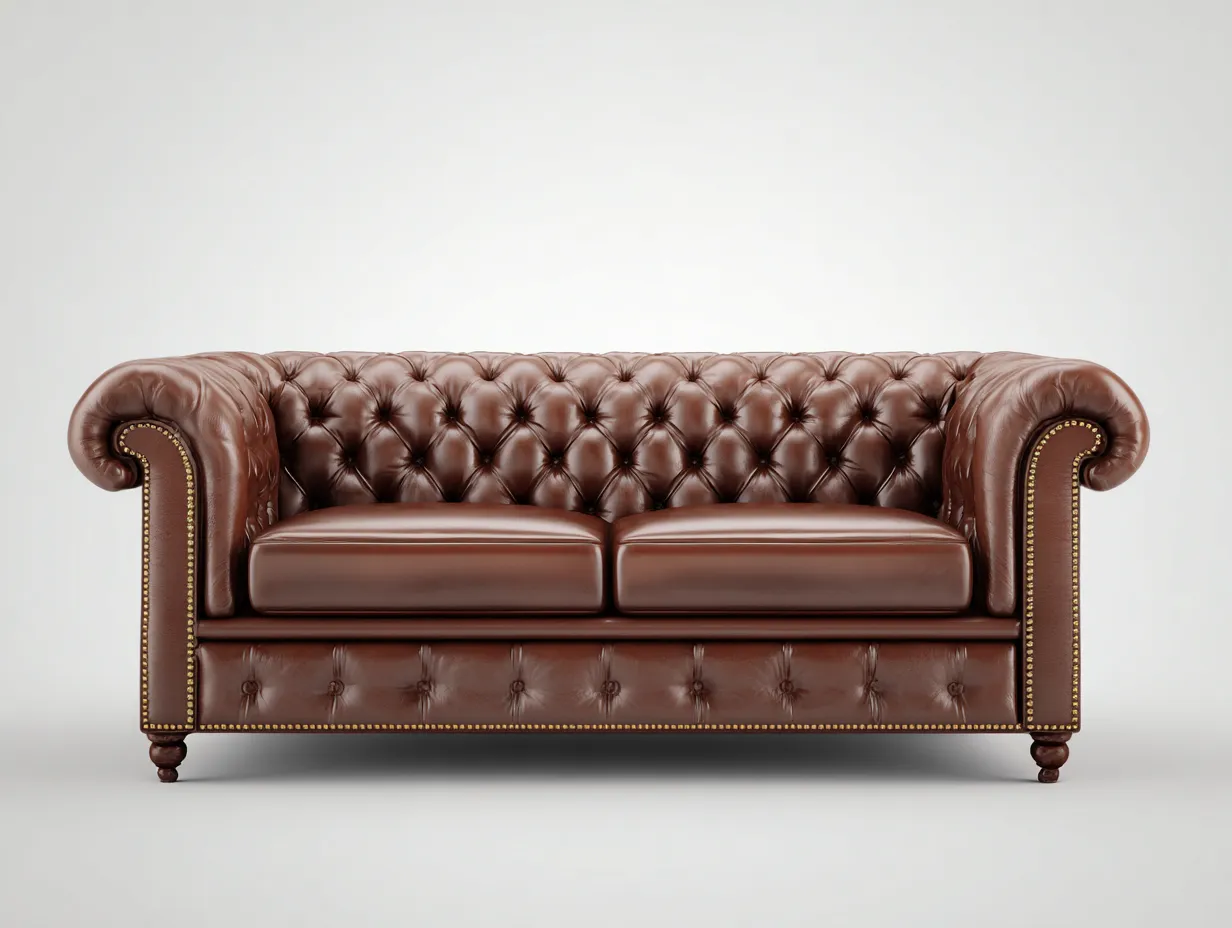 Divano 2 posti in pelle stile chesterfield 168x90x78 cm - marrone - per soggiorno - design classico-Shelterno