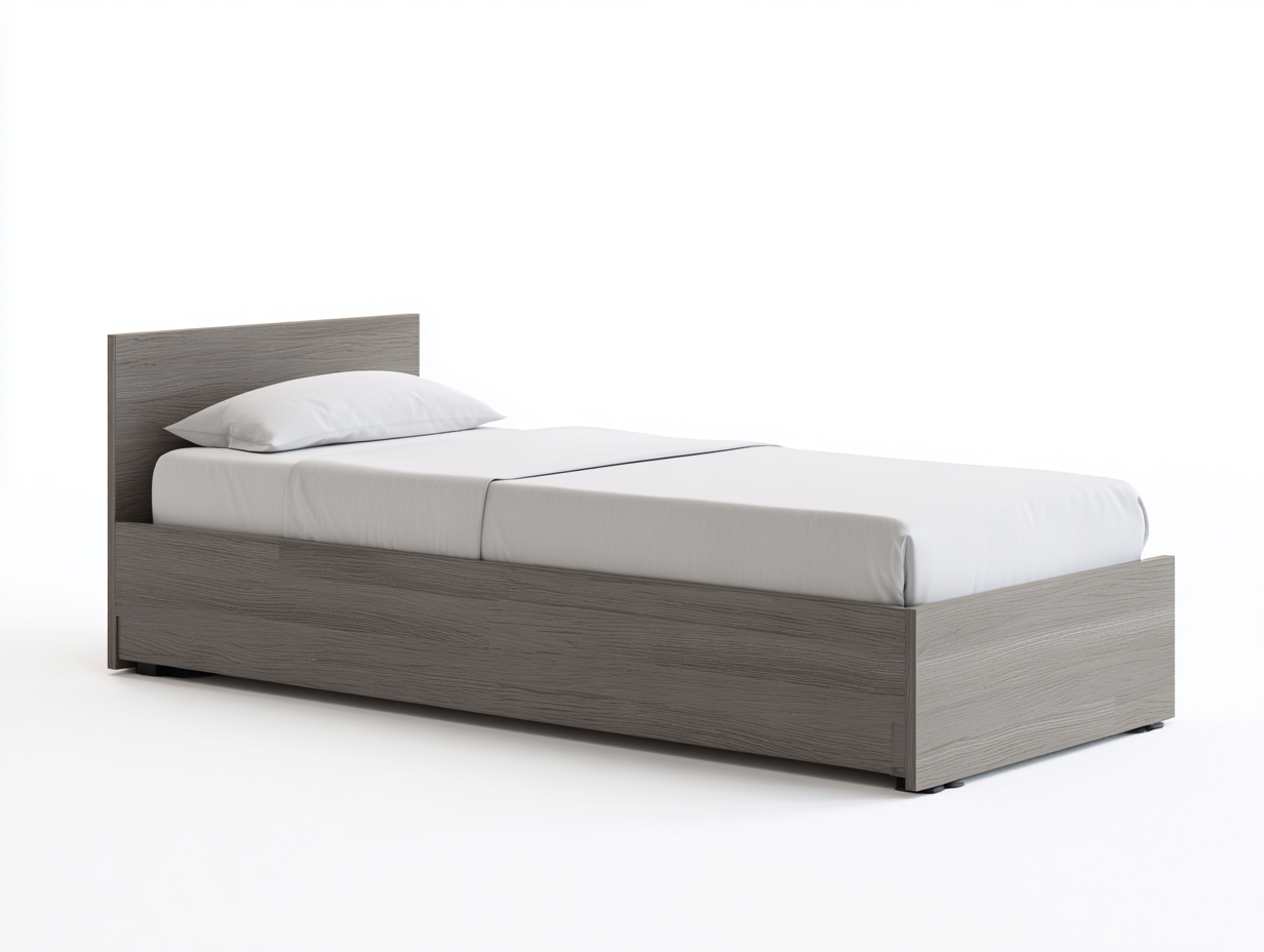 Letto singolo in legno 200x100x96 cm - grigio legno - per camera da letto - design moderno-Shelterno