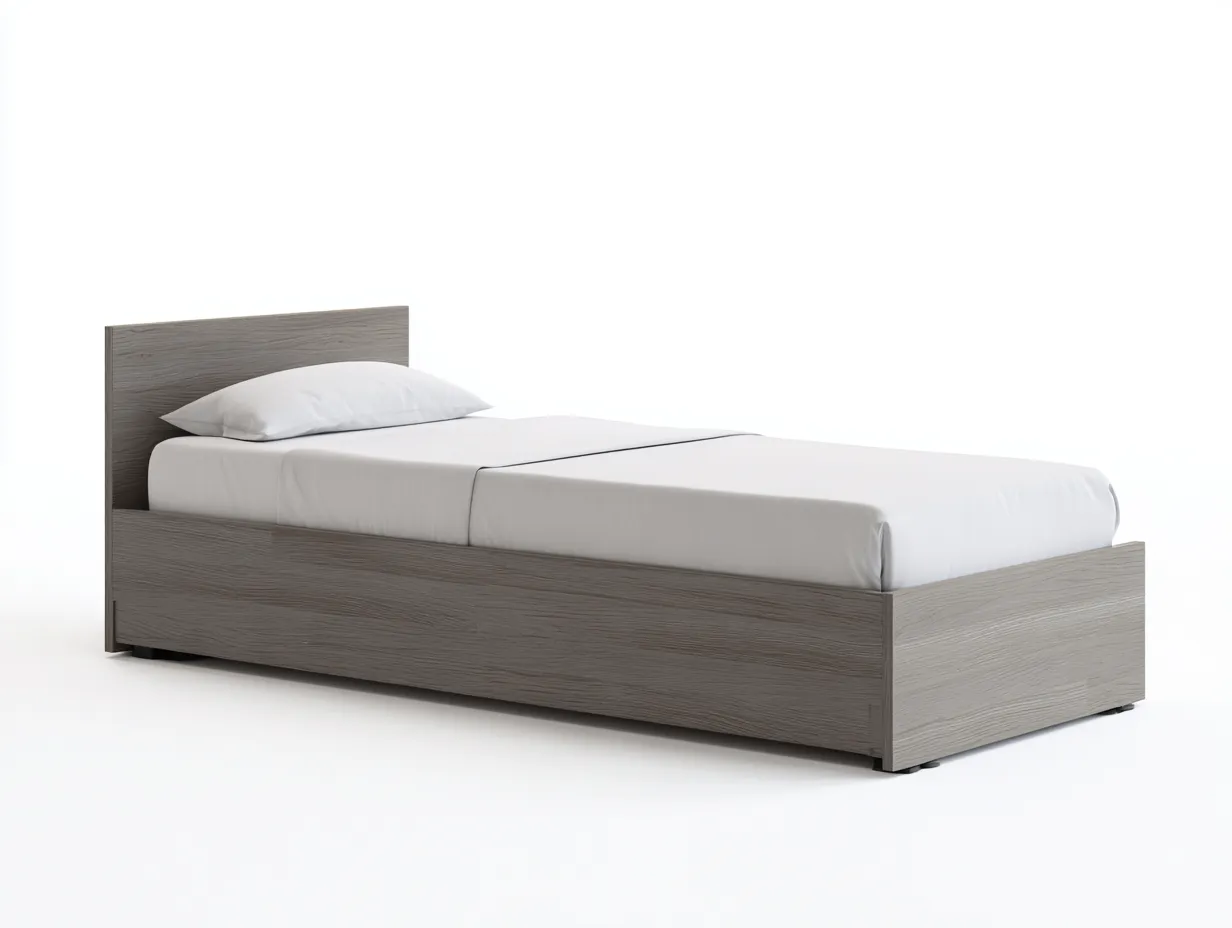 Letto singolo in legno 200x100x96 cm - grigio legno - per camera da letto - design moderno-Shelterno