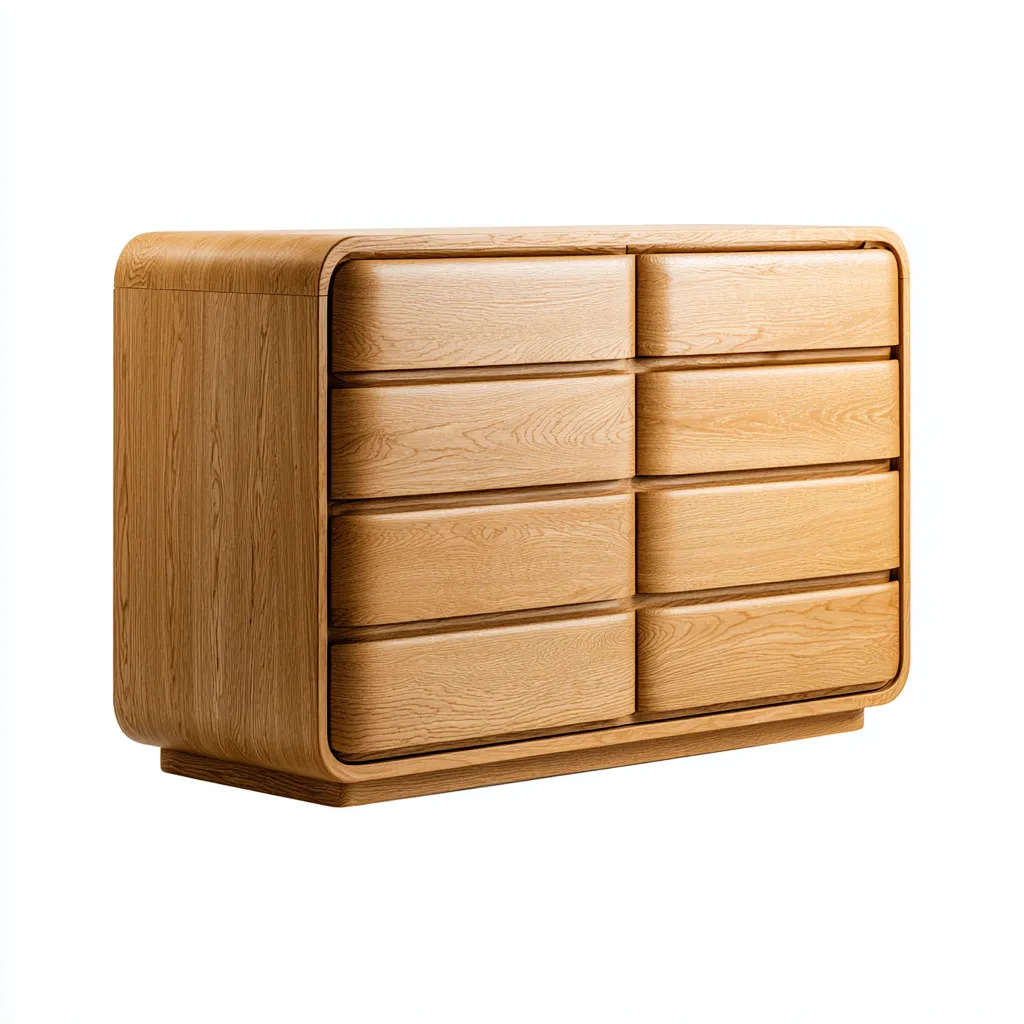 Commode Bois 120X45X75 Cm - Bois Clair - Chambre - Style Moderne Épuré - Meuble À Tiroirs-Nestlearo