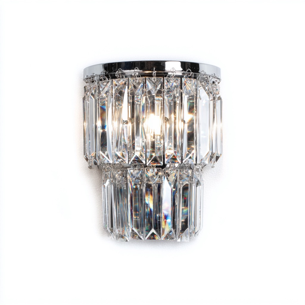 Applique Murale Métal Cristal 16X12X28 Cm - Argent-Transparent - Adaptée Pour Intérieur - Design Luxueux-Nestlearo