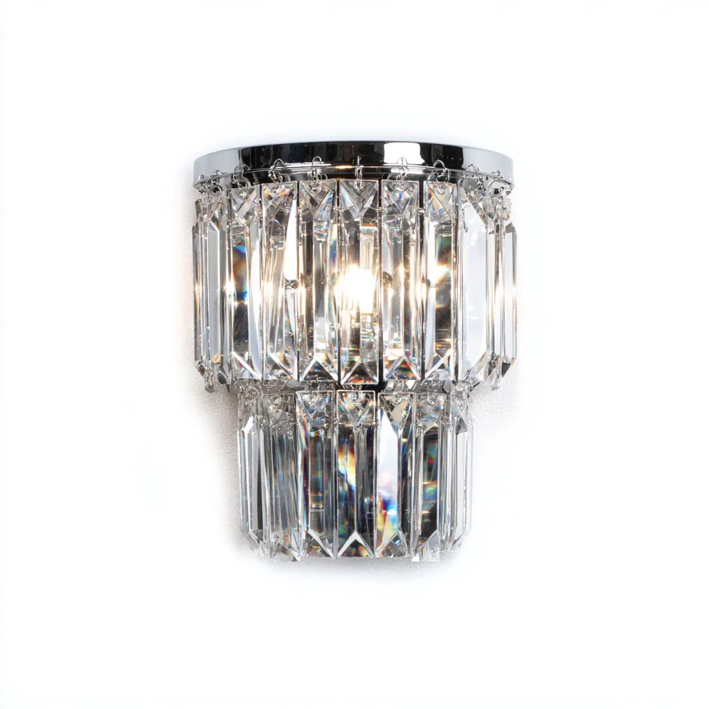 Applique Murale Métal Cristal 16X12X28 Cm - Argent-Transparent - Adaptée Pour Intérieur - Design Luxueux-Nestlearo