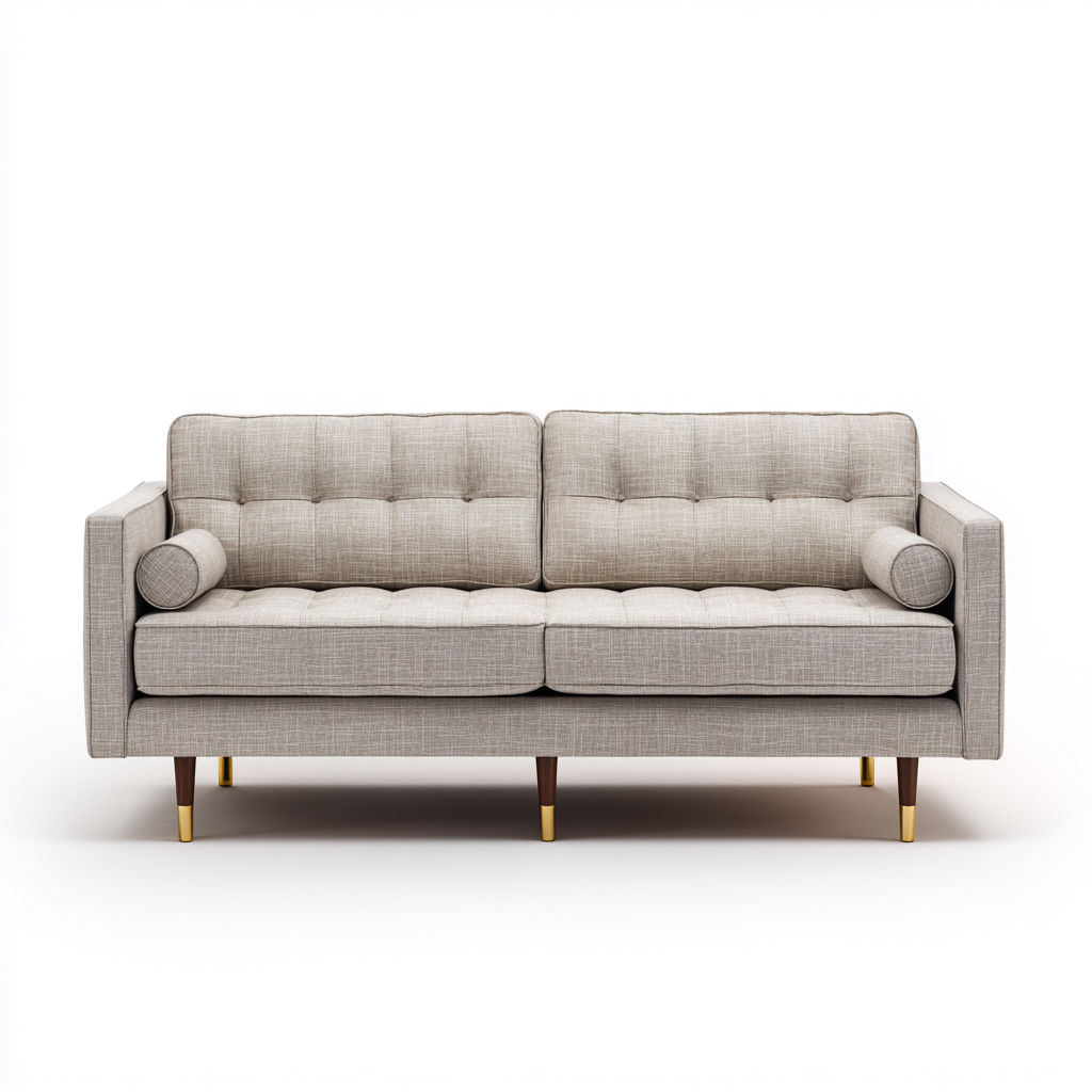 Canapé 2 Places Tissu Beige Structure En Bois 160x85x80 Cm - Beige - Adapté Au Salon - Design Moderne-Nestlearo