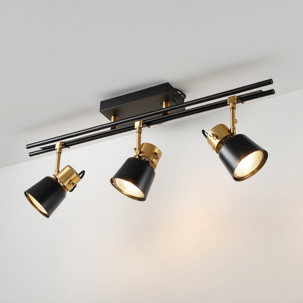 Plafonnier - Métal - 60X10X18 Cm - Noir-Or - Adapté Au Salon - Design Moderne-Nestlearo