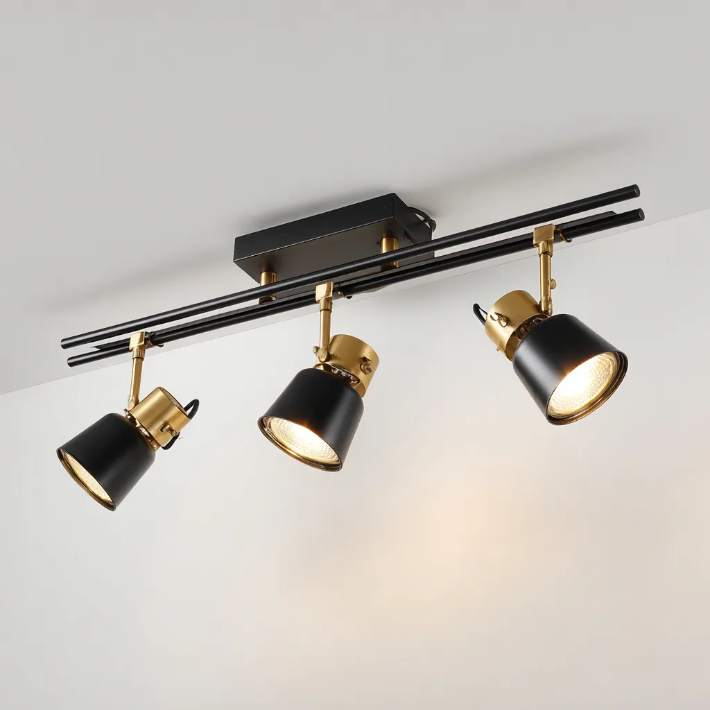 Plafonnier - Métal - 60X10X18 Cm - Noir-Or - Adapté Au Salon - Design Moderne-Nestlearo