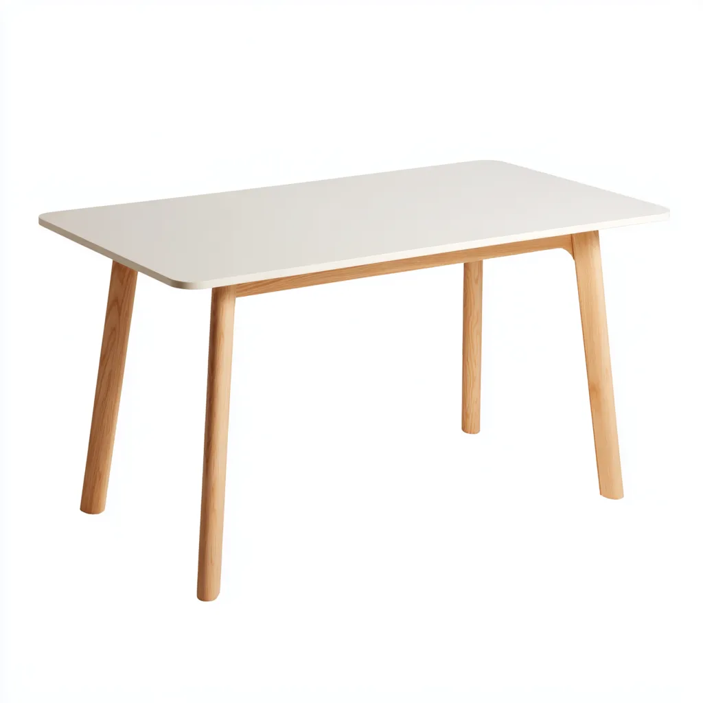 Table À Manger Plateau Mdf 140x80x75 Cm - Blanc-Bois Naturel - Adaptée À Salle À Manger - Design Moderne-Nestlearo