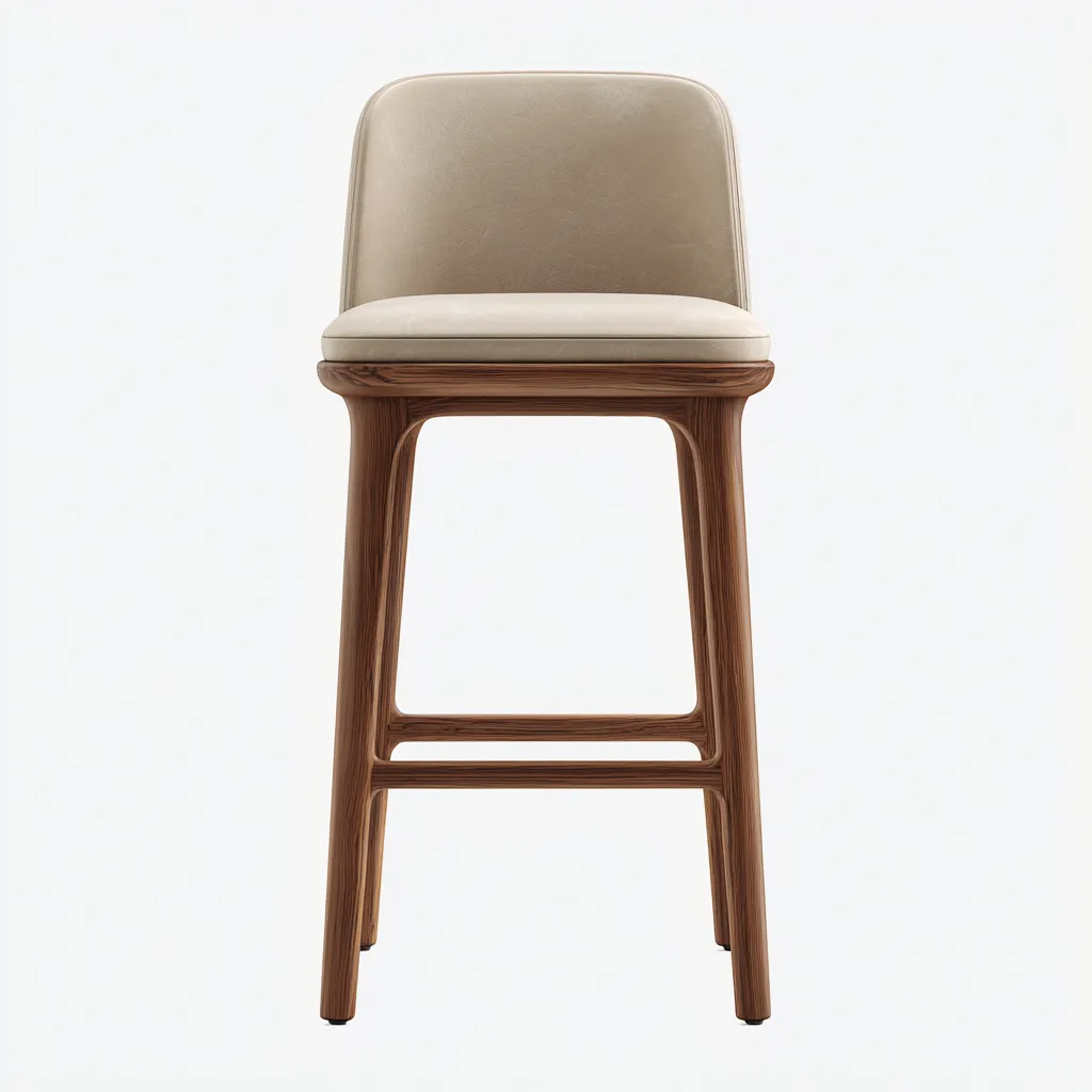 Tabouret De Bar Assise En Similicuir Beige Structure En Bois Noyer 48x50x98 Cm - Beige-Noyer - Adapté À Cuisine Et Bar - Design Moderne-Nestlearo