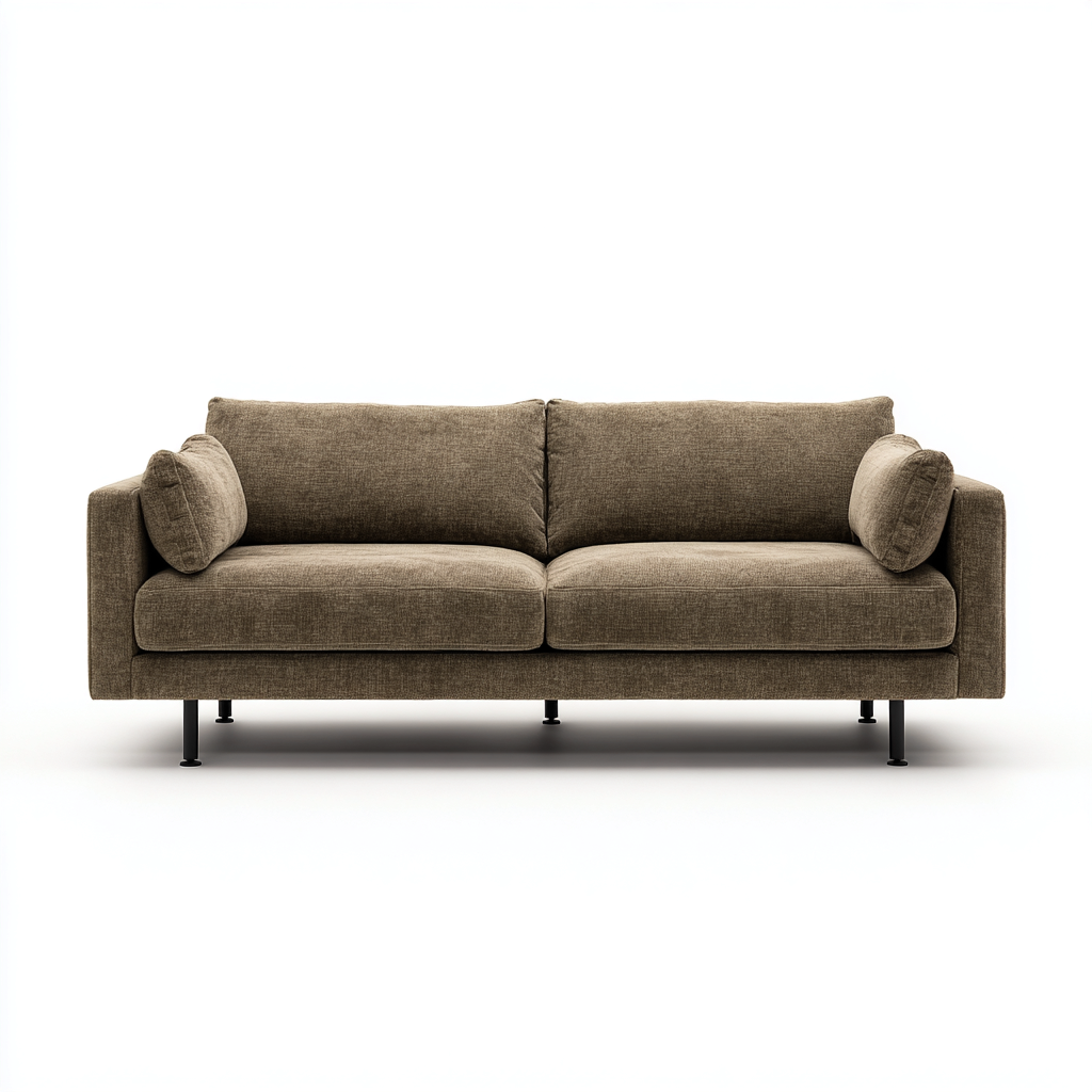 Canapé 2 Places Tissu Marron Olive Structure En Métal 165x88x82 Cm - Marron Olive - Adapté Au Salon - Design Moderne-Nestlearo