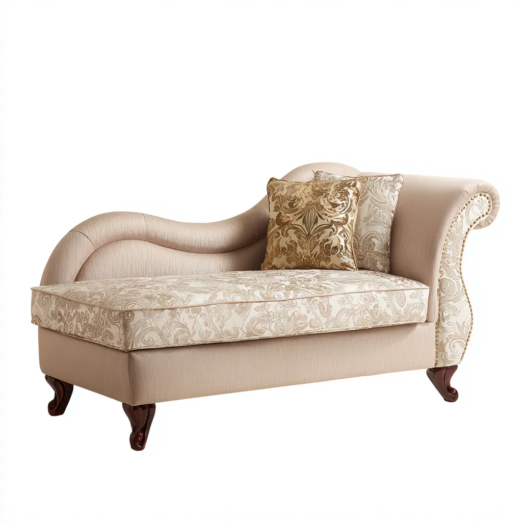 Chaise Longue Tissu 172x75 Cm - Beige - Adaptée Au Salon - Style Classique-Nestlearo