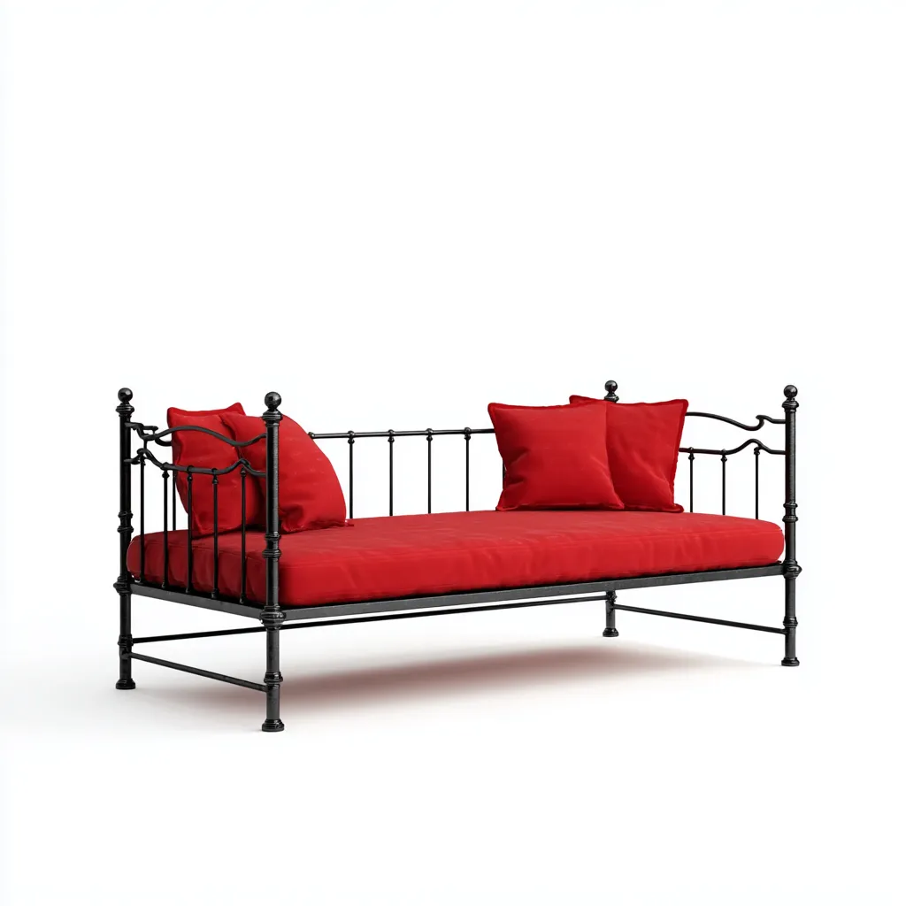 Canapé Lit Métal 200X90X95 Cm - Noir - Style Classique-Nestlearo