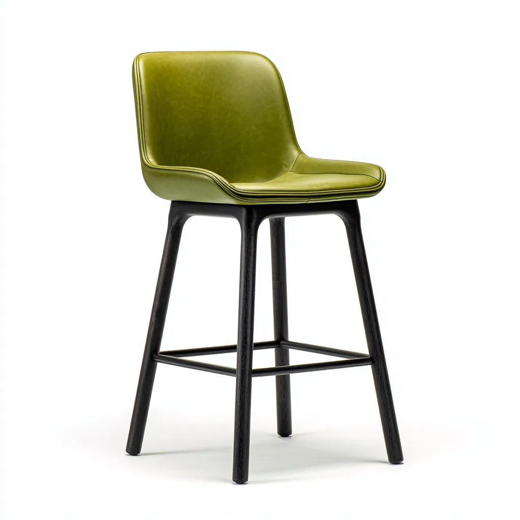 Tabouret De Bar Assise En Cuir Synthétique Vert Structure En Bois Noir 48x50x95 Cm - Vert-Noir - Adapté À Cuisine Et Bar - Design Moderne-Nestlearo
