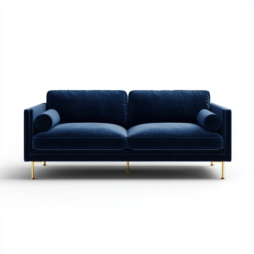 Canapé 2 Places Velours 190x86 Cm - Bleu Foncé - Adapté Au Salon - Style Moderne-Nestlearo