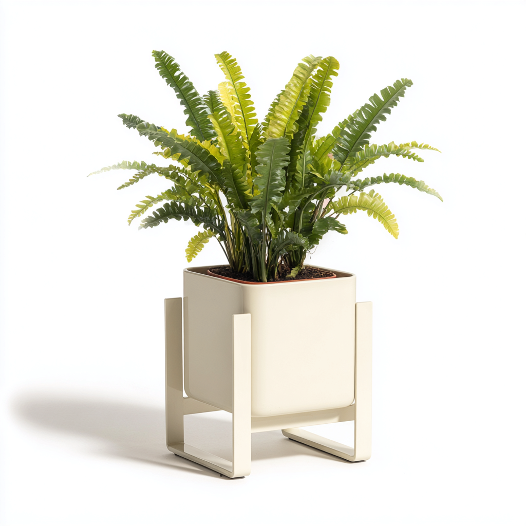 Pots Et Supports De Plantes Pot De Fleurs Métal 28X28X45 Cm - Crème - Design Minimaliste-Nestlearo