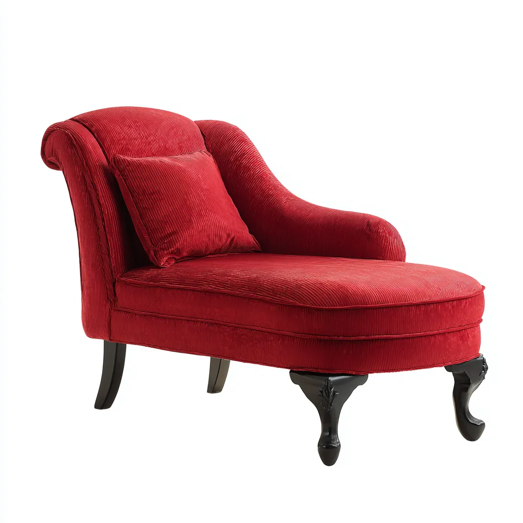 Chaise Longue Velours 165x70 Cm - Rouge - Adaptée Au Salon - Style Classique-Nestlearo