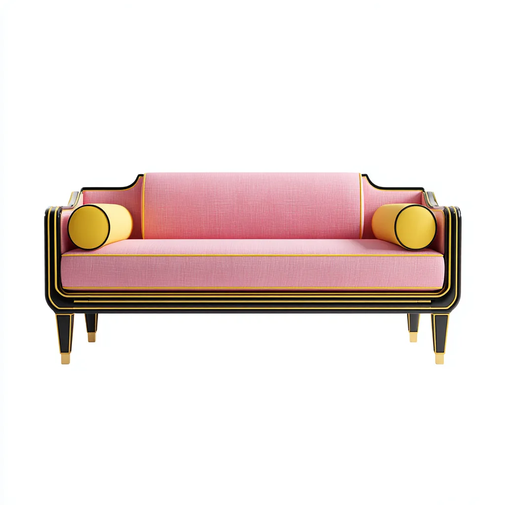 Canapé Lit Tissu 185X85X78 Cm - Rose-Noir-Jaune - Style Moderne-Nestlearo