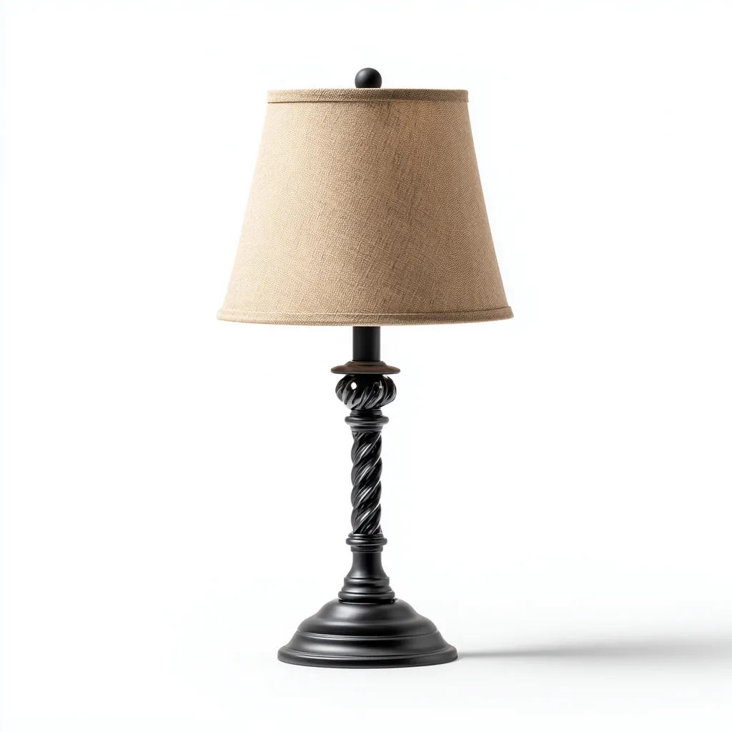 Lampe De Table - Métal-Tissu - 28X28X50 Cm - Beige-Noir - Adaptée Au Salon - Design Classique-Nestlearo