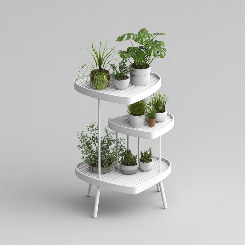 Pots Et Supports De Plantes Métal 55X35X90 Cm - Blanc - Étagère À Trois Niveaux - Style Moderne-Nestlearo
