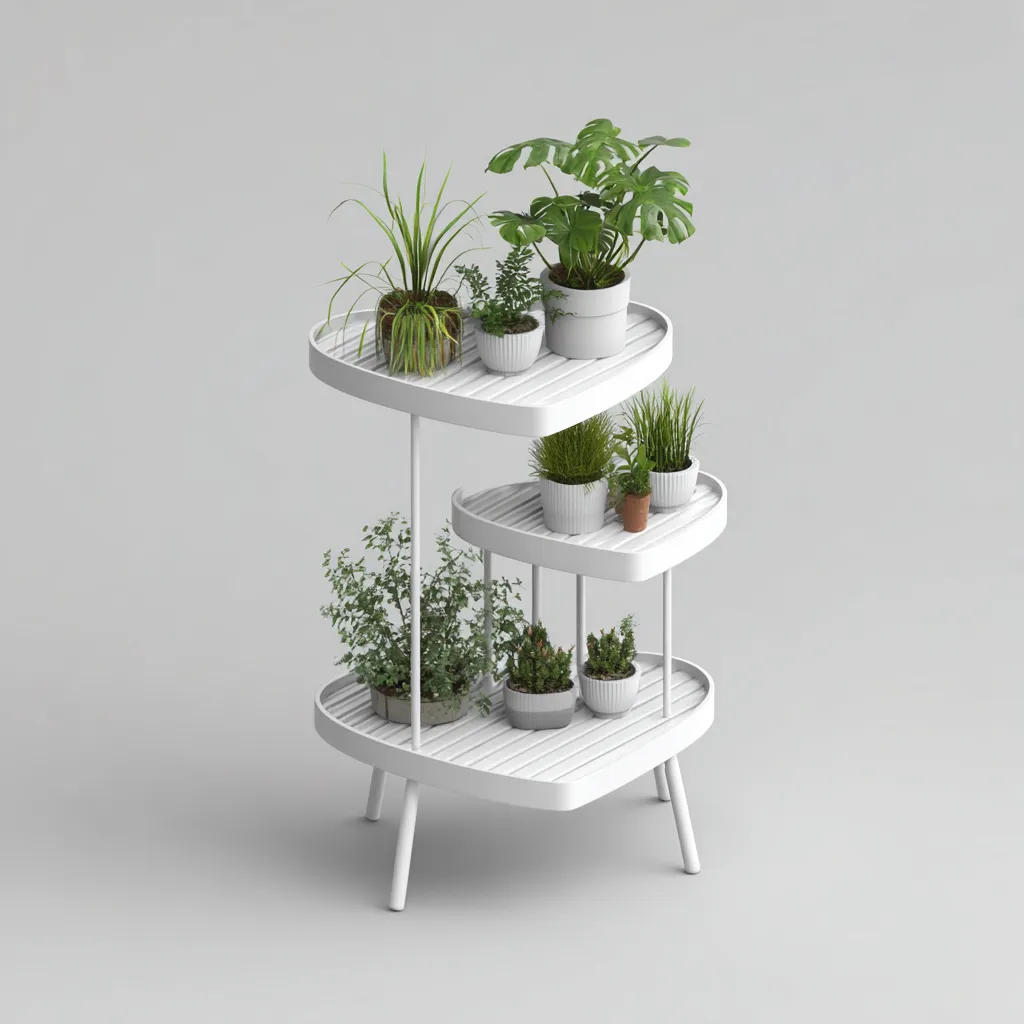 Pots Et Supports De Plantes Métal 55X35X90 Cm - Blanc - Étagère À Trois Niveaux - Style Moderne-Nestlearo