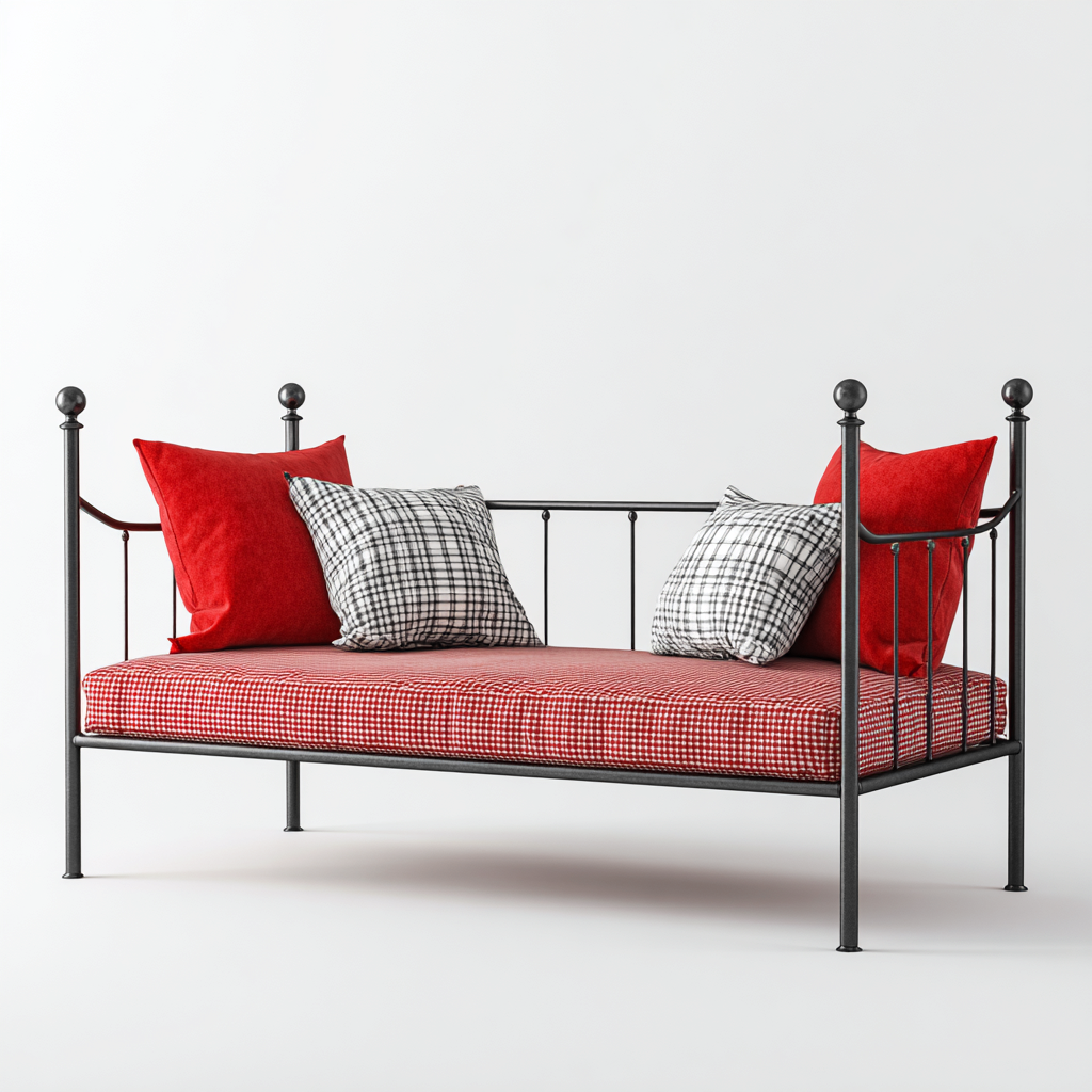 Canapé Lit Métal 200X90X95 Cm - Noir - Style Minimaliste-Nestlearo