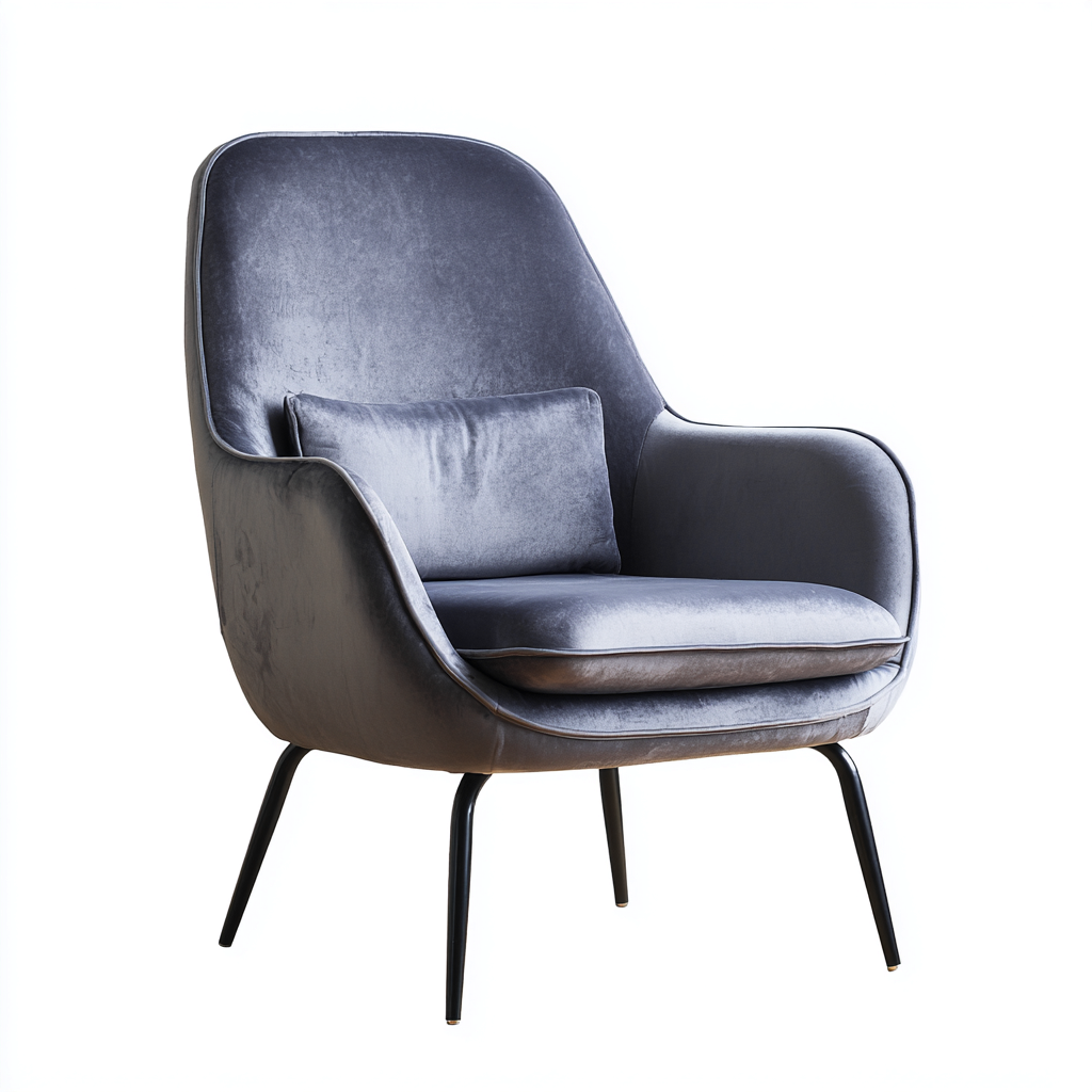 Fauteuil-Velours-72X78X96 Cm-Gris Foncé-Design Moderne-Nestlearo