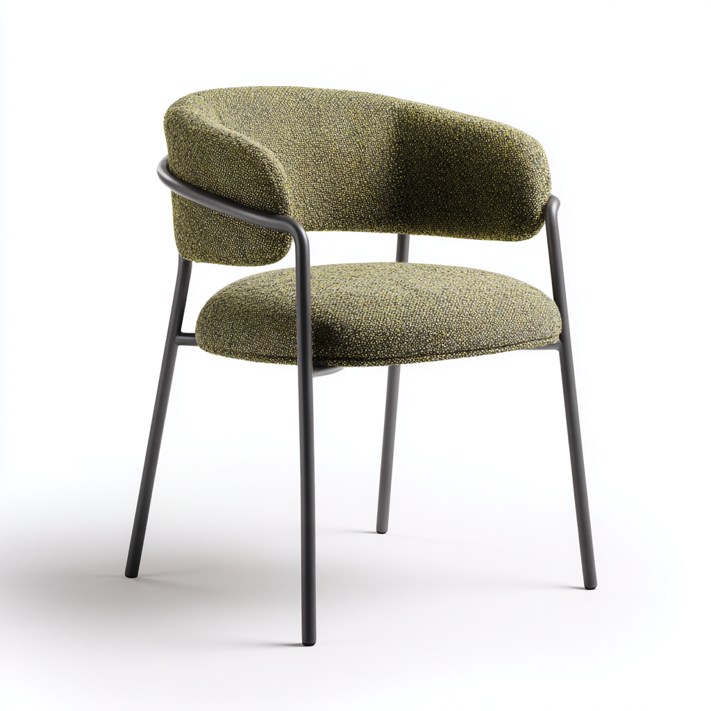 Chaise De Salle À Manger - Tissu-Métal - 50X54X80 Cm - Vert-Gris - Adaptée À La Salle À Manger - Design Moderne-Nestlearo