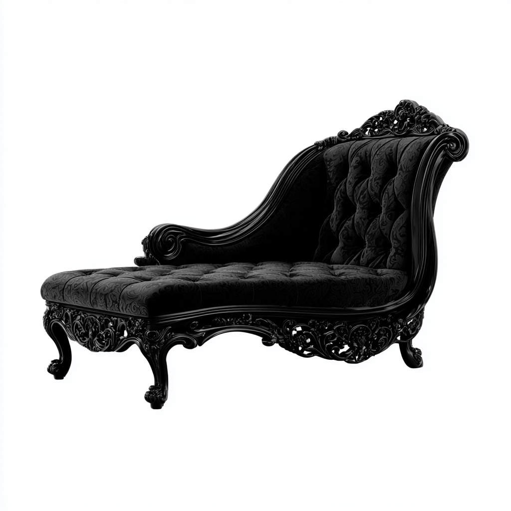Chaise Longue Tissu 175X72X85 Cm - Noir - Salon - Style Baroque Élégant-Nestlearo