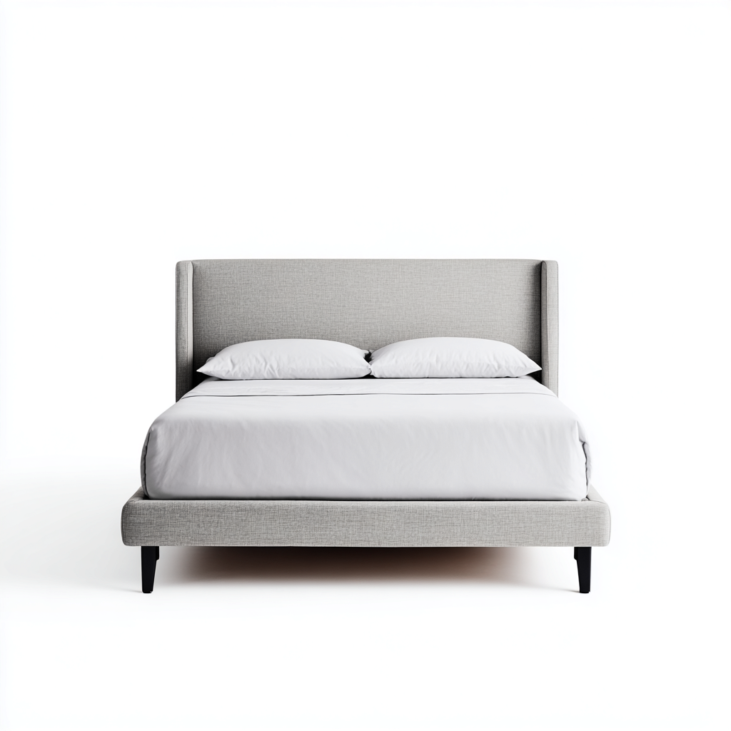 Lit Double Tissu Avec Pieds Noirs 200x160x115 Cm - Gris Clair-Noir - Style Moderne - Adapté À La Chambre-Nestlearo