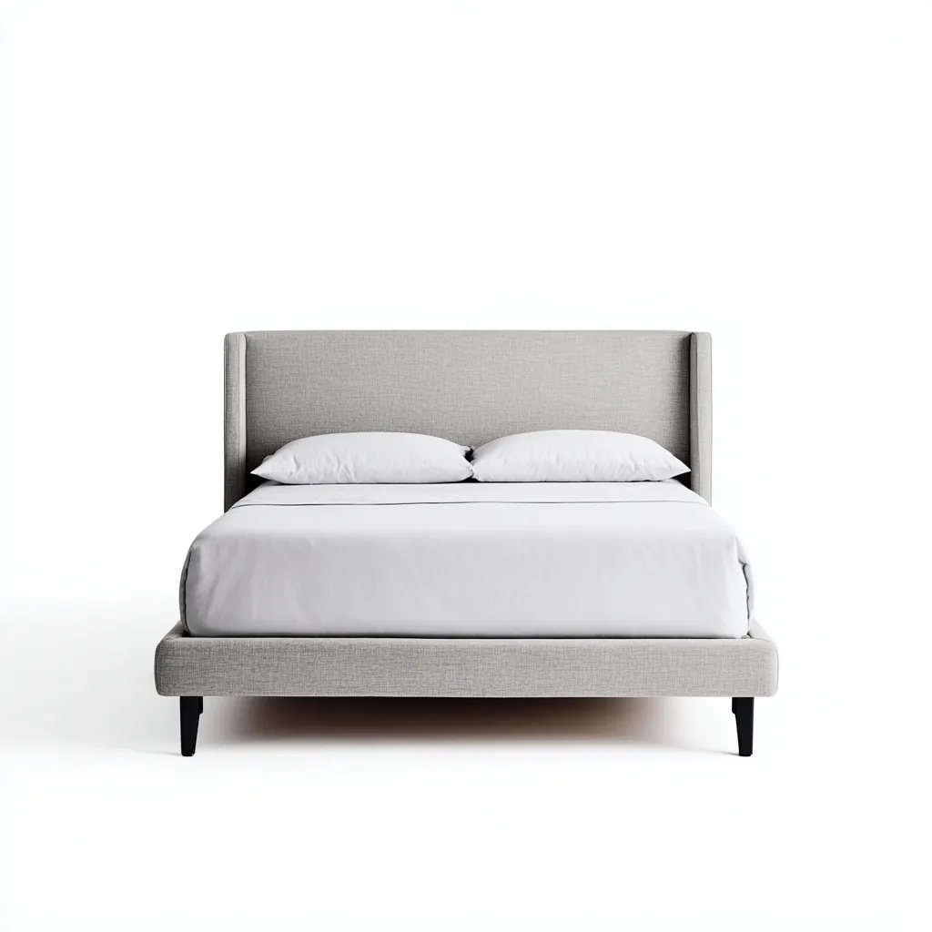 Lit Double Tissu Avec Pieds Noirs 200x160x115 Cm - Gris Clair-Noir - Style Moderne - Adapté À La Chambre-Nestlearo