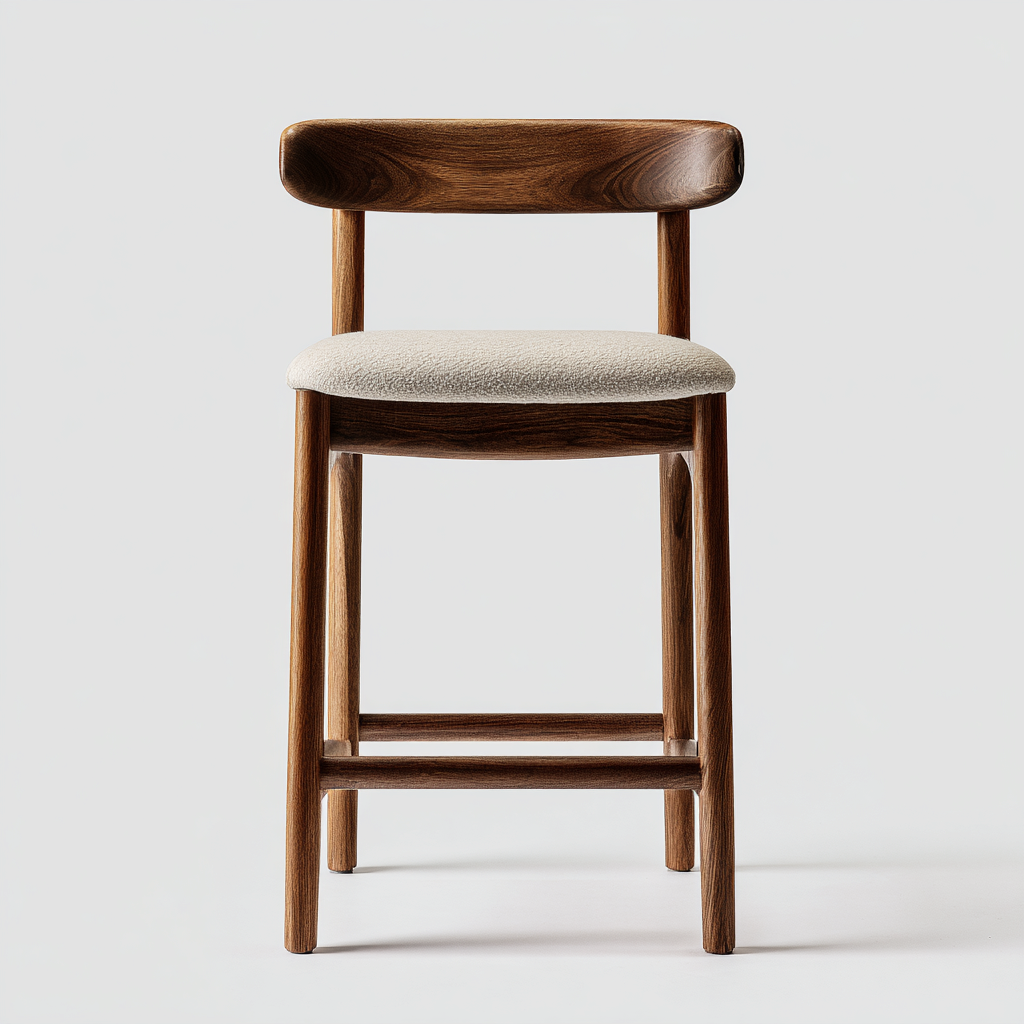 Tabouret De Bar Bois Foncé Et Assise Rembourrée 46x46x95 Cm - Noyer-Beige - Adapté À Cuisine Ou Bar - Design Moderne-Nestlearo
