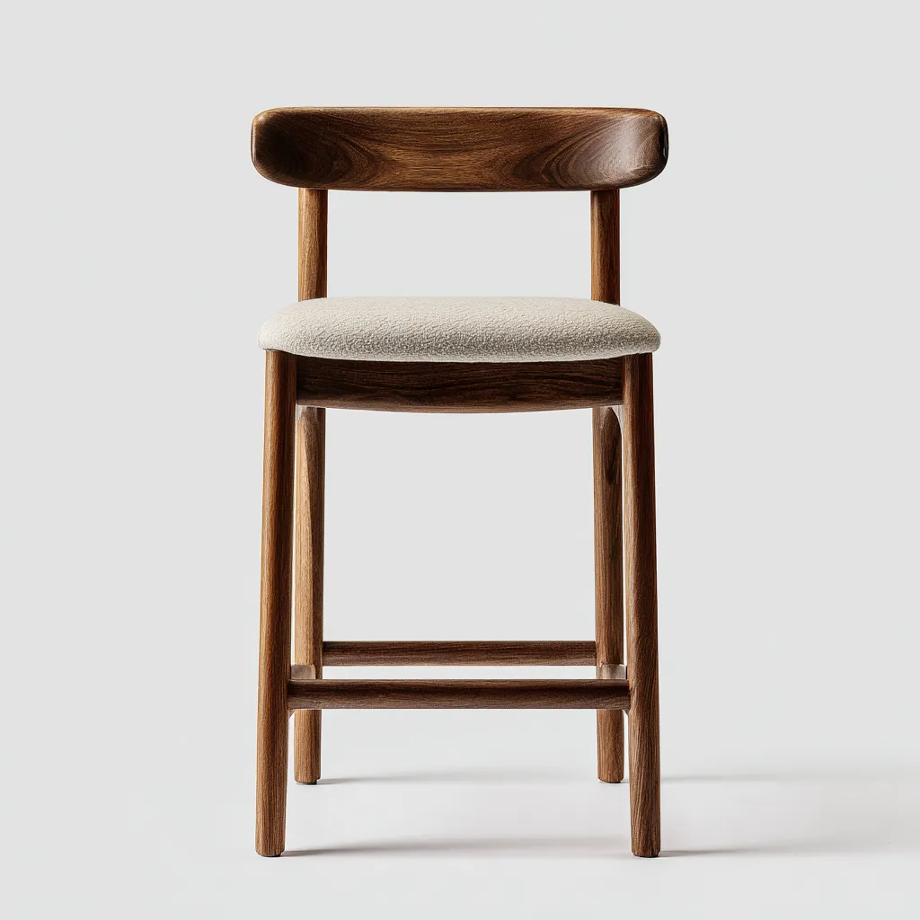 Tabouret De Bar Bois Foncé Et Assise Rembourrée 46x46x95 Cm - Noyer-Beige - Adapté À Cuisine Ou Bar - Design Moderne-Nestlearo