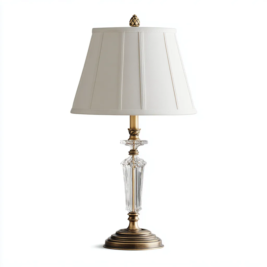 Lampe De Table Cristal Métal Tissu 32X32X60 Cm - Blanc-Or - Adaptée Pour Intérieur - Style Classique-Nestlearo