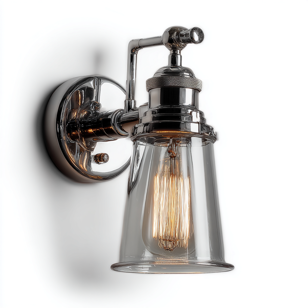 Applique Murale Métal Verre 17X12X26 Cm - Argent-Transparent - Adaptée Pour Intérieur - Style Industriel-Nestlearo